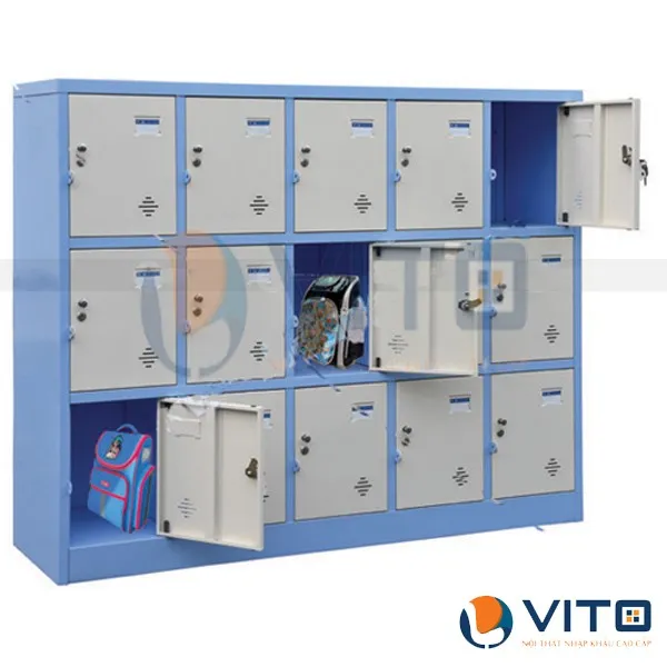 Tủ sắt Locker Vito 15 ngăn ghi xanh TSV-LK15X