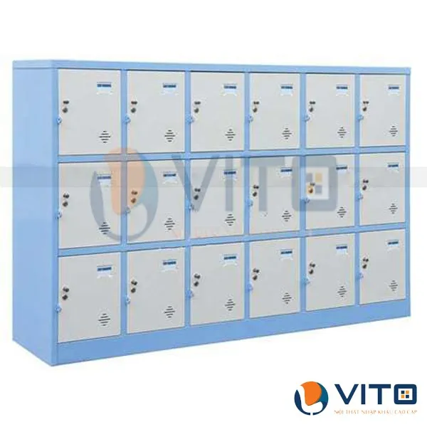 Tủ sắt Locker 18 ngăn ghi xanh TSV-LK18X
