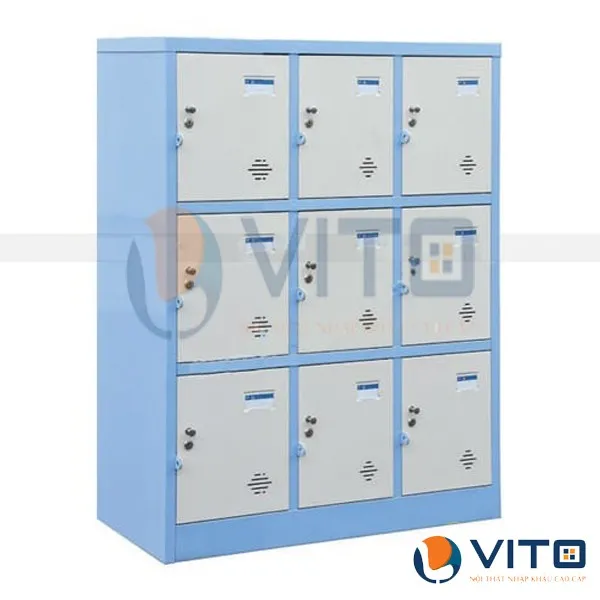 Tủ sắt Locker Vito 09 ngăn ghi xanh TSV-LK09X