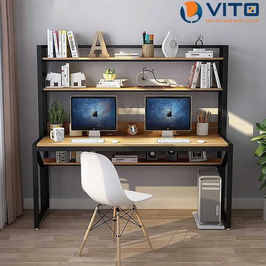 Bàn làm việc tại nhà giá sách trước Vito BLVV-BLV33D