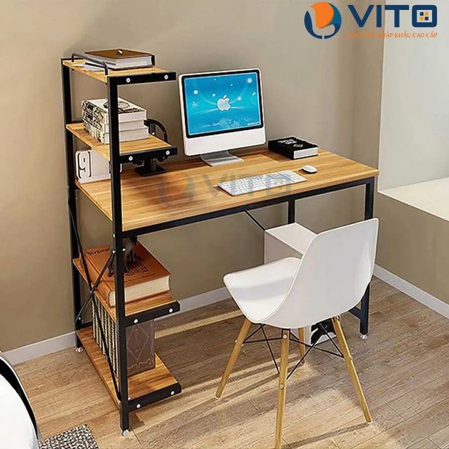 Bàn làm việc liền giá sách cạnh Vito BLVV-BLV16