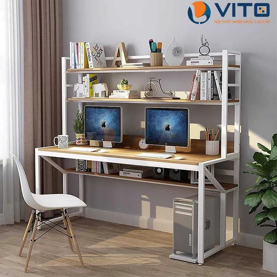 Bàn làm việc tại nhà giá sách trước Vito BLVV-BLV33