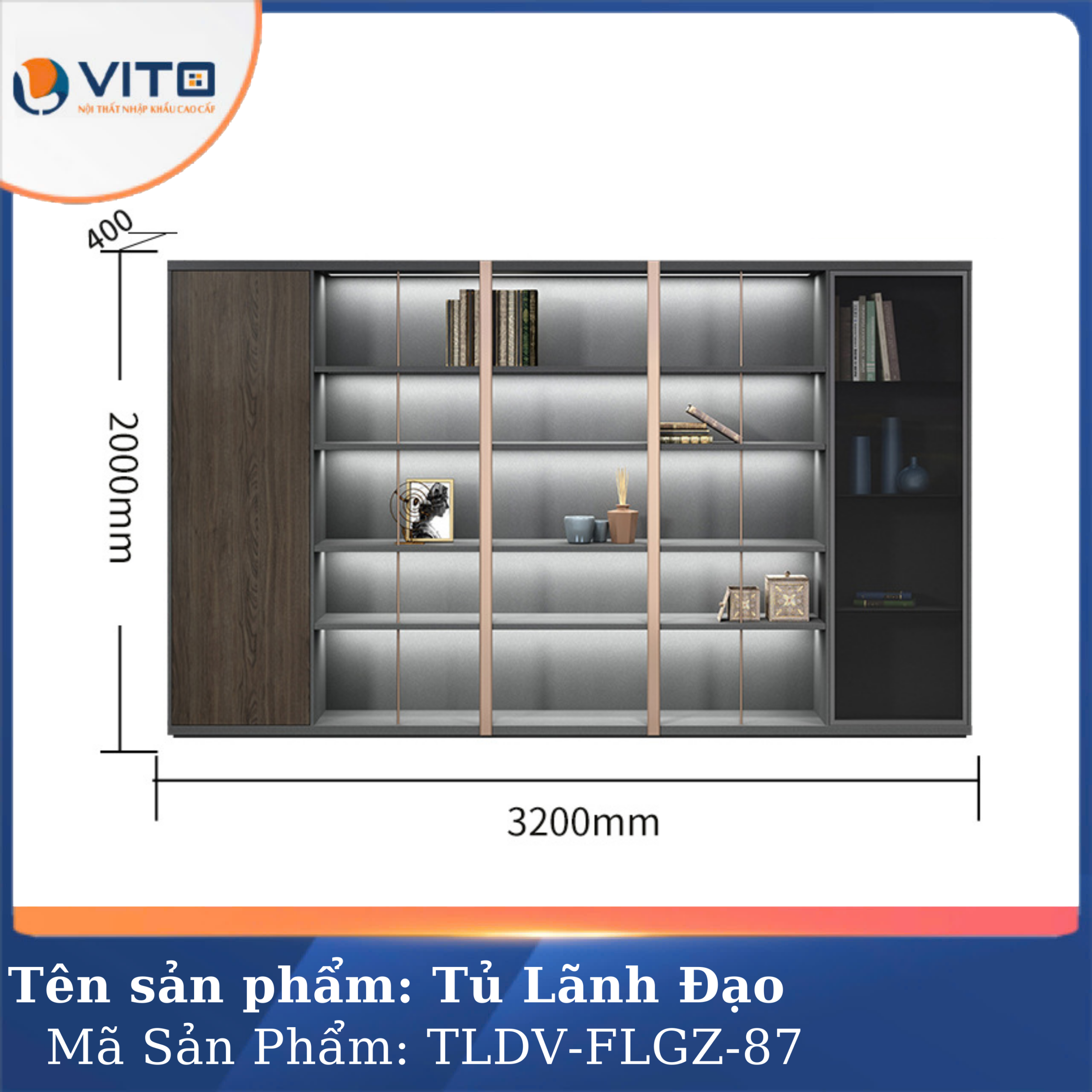 TỦ TÀI LIỆU LÃNH ĐẠO VITO TLDV-FLGZ-87 3 Tủ tài liệu lãnh đạo Vito TLDV-FLGZ-87 - Ảnh 3
