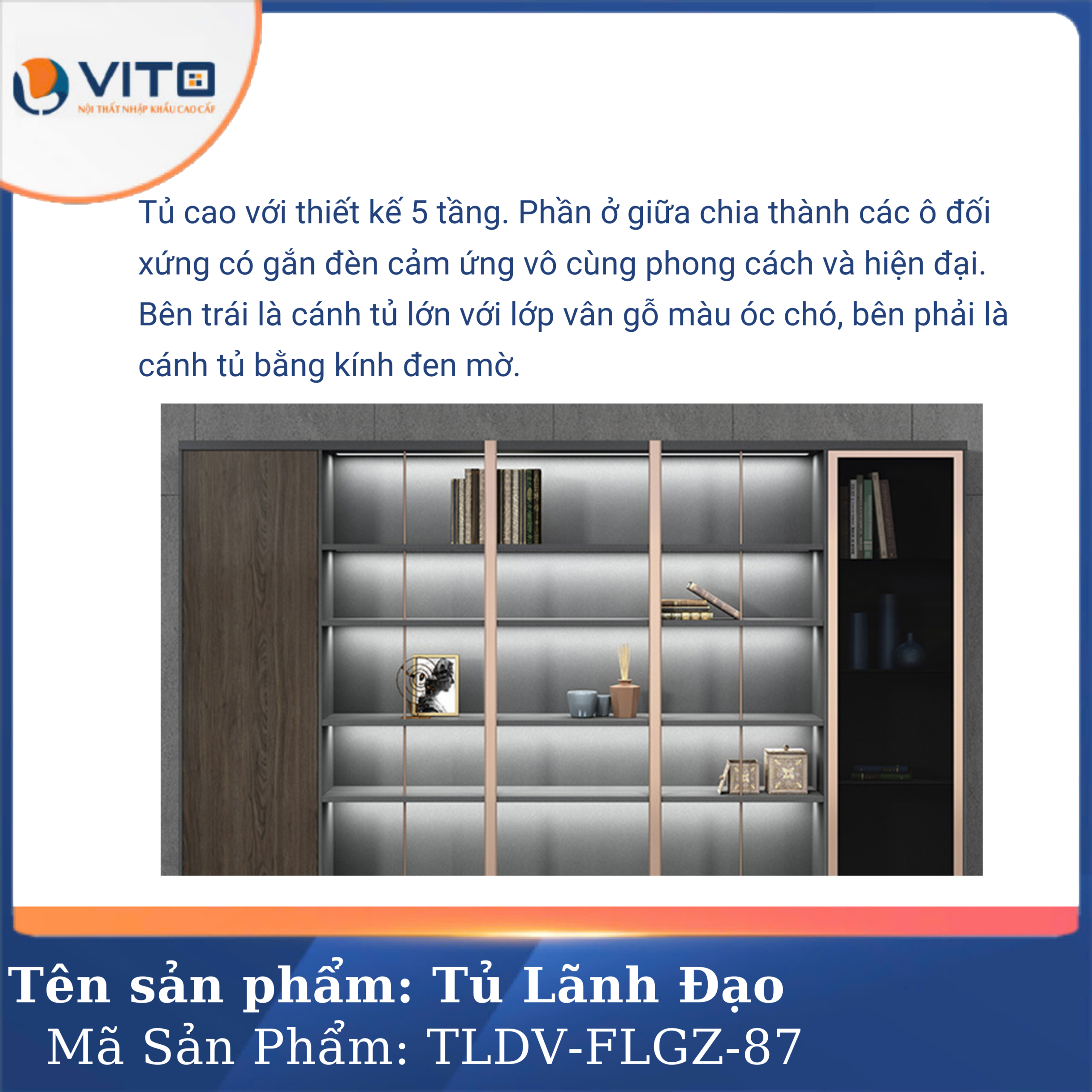 TỦ TÀI LIỆU LÃNH ĐẠO VITO TLDV-FLGZ-87 4 Tủ tài liệu lãnh đạo Vito TLDV-FLGZ-87 - Ảnh 4