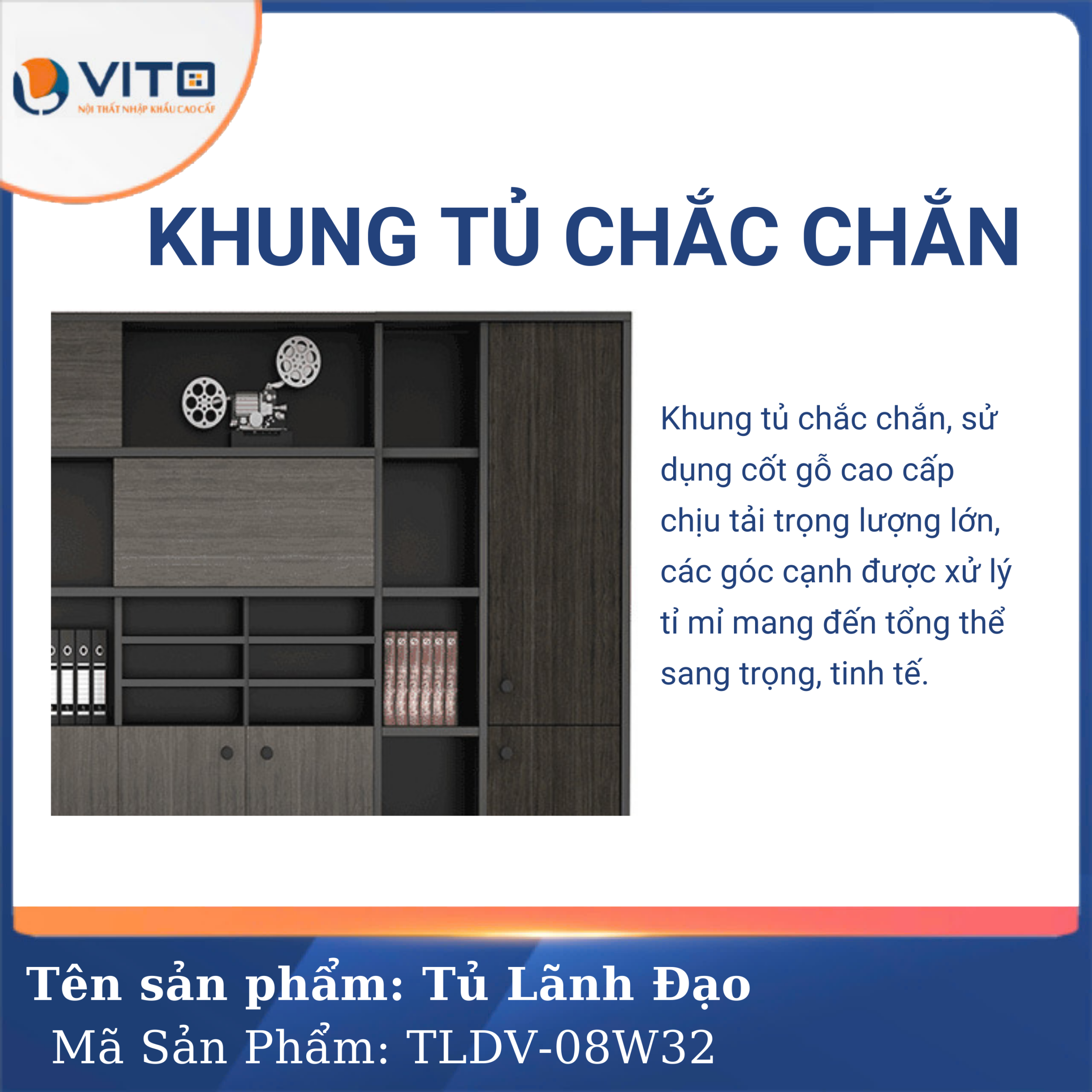 TỦ TÀI LIỆU LÃNH ĐẠO VITO TLDV-08W32 5 Tủ tài liệu lãnh đạo Vito TLDV-08W32 - Ảnh 5