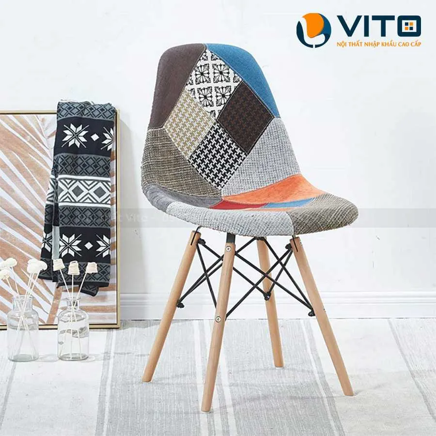 Ghế Ghế Thổ Cẩm Chân Gỗ Vito GV-J6