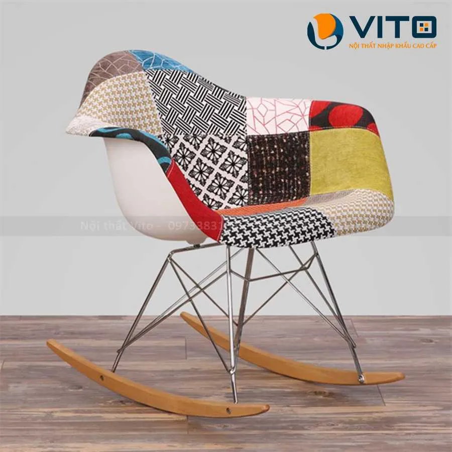 Ghế Tulip Thổ Cẩm Chân Sắt GTV-J6A