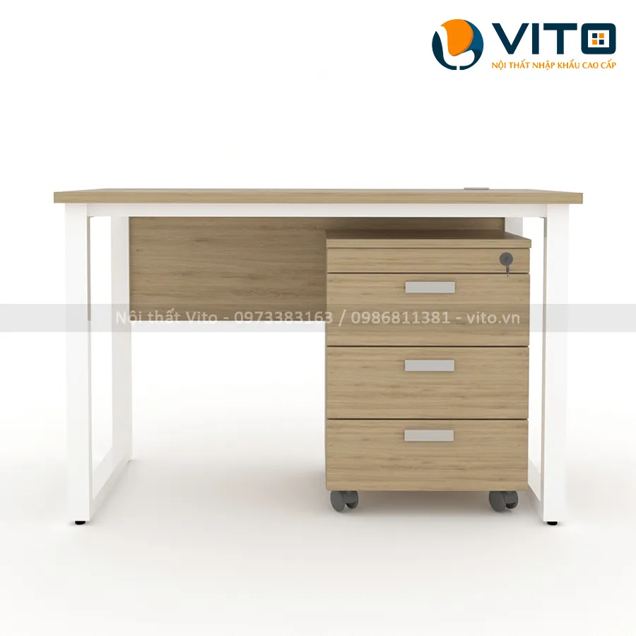 Bàn làm việc chân chữ U có yếm Unita 1m2 U12T-Y