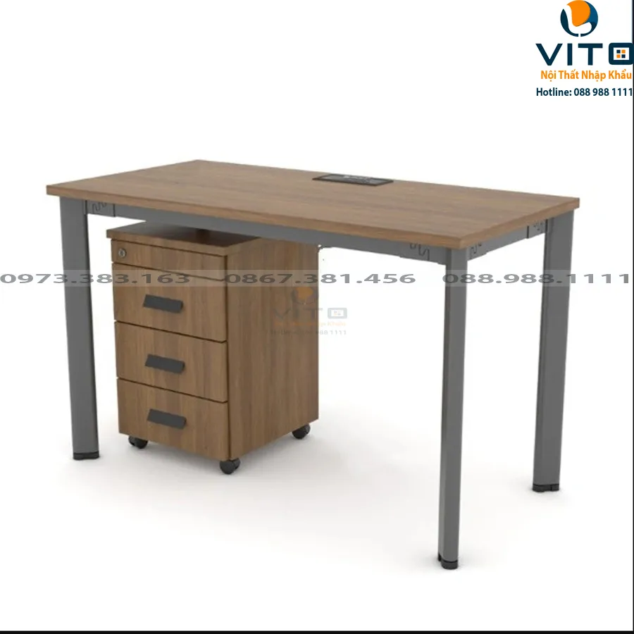 Bàn làm việc chân oval Vito 1m2 BLVV-OV12D
