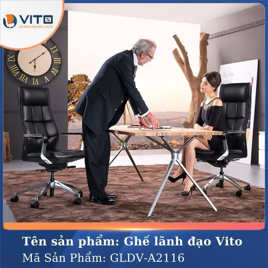 GHẾ LÃNH ĐẠO DA BÒ VITO GLDV-A2116 7 Ghế lãnh đạo da bò Vito GLDV-A2116 - Ảnh 7