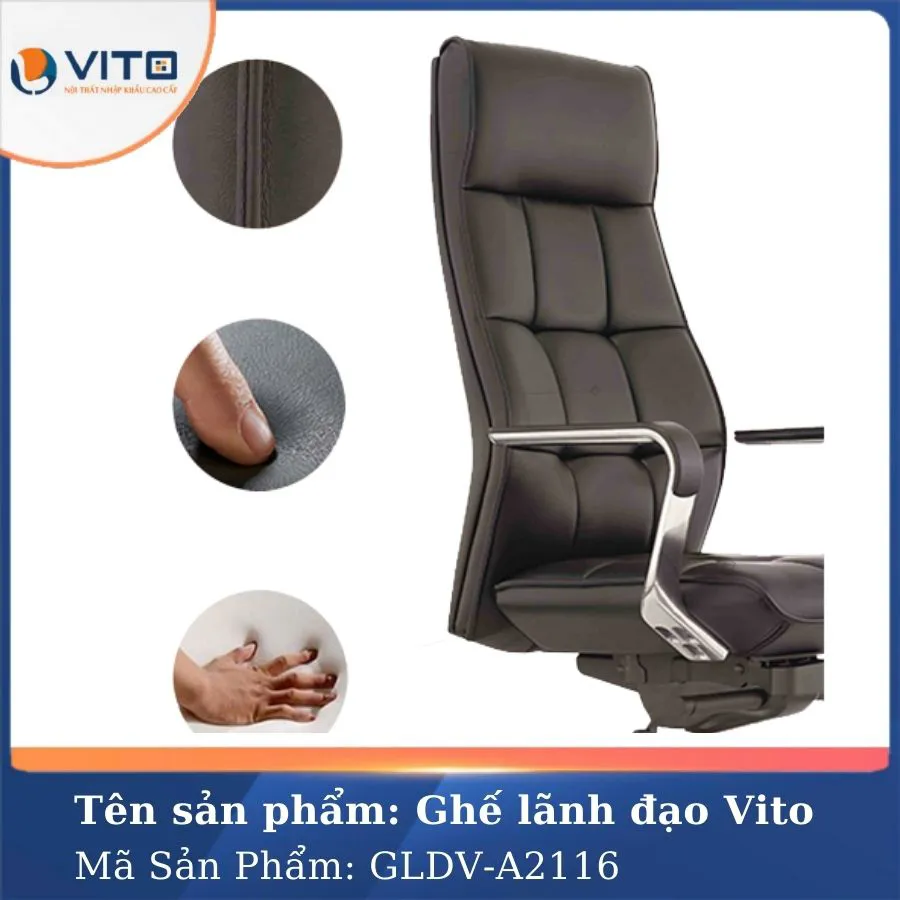 GHẾ LÃNH ĐẠO DA BÒ VITO GLDV-A2116 6 Ghế lãnh đạo da bò Vito GLDV-A2116 - Ảnh 6