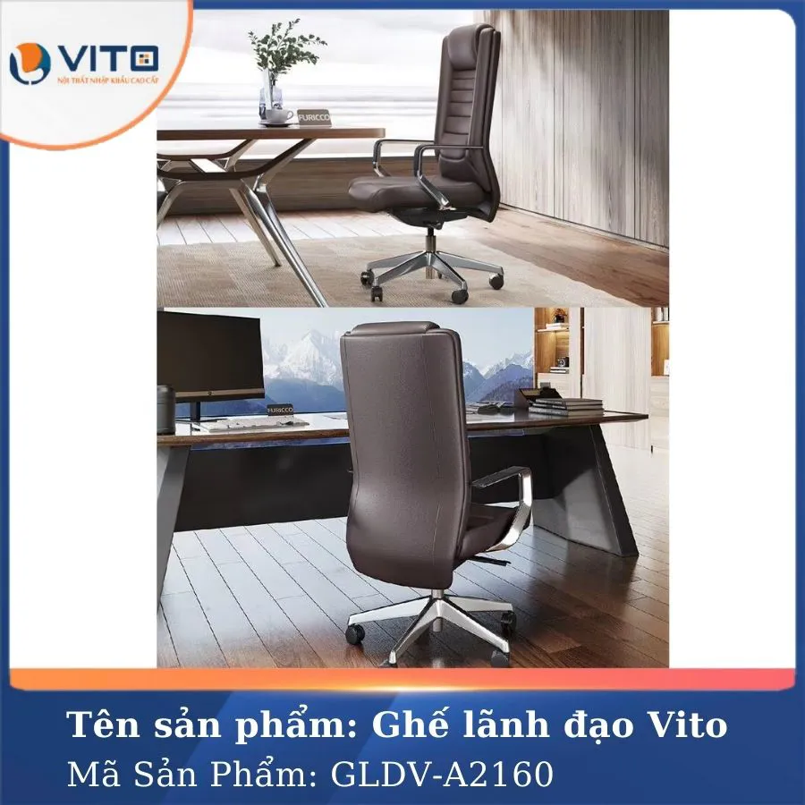 GHẾ LÃNH ĐẠO DA BÒ VITO GLDV-A2160 6 Ghế lãnh đạo da bò Vito GLDV-A2160 - Ảnh 6
