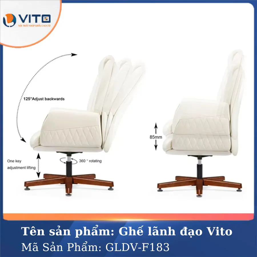 GHẾ LÃNH ĐẠO DA BÒ VITO GLDV-F183 6 Ghế lãnh đạo da bò Vito GLDV-F183 - Ảnh 6