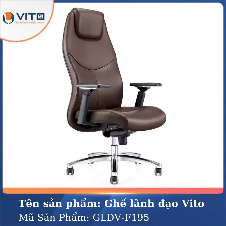 GHẾ LÃNH ĐẠO DA BÒ VITO GLDV-F195 3 Ghế lãnh đạo da bò Vito GLDV-F195 - Ảnh 3