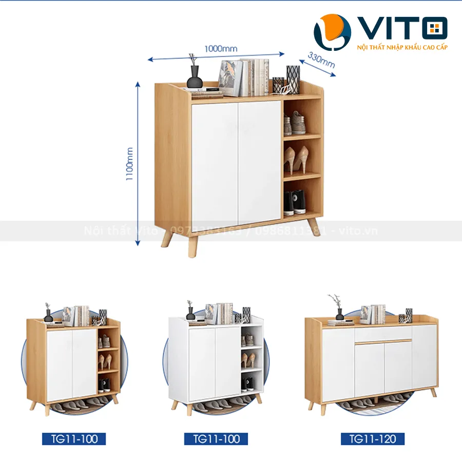 TỦ ĐỂ GIÀY VITO TDGV-11-100 3 Tủ để giày Vito TDGV-11-100 - Ảnh 3