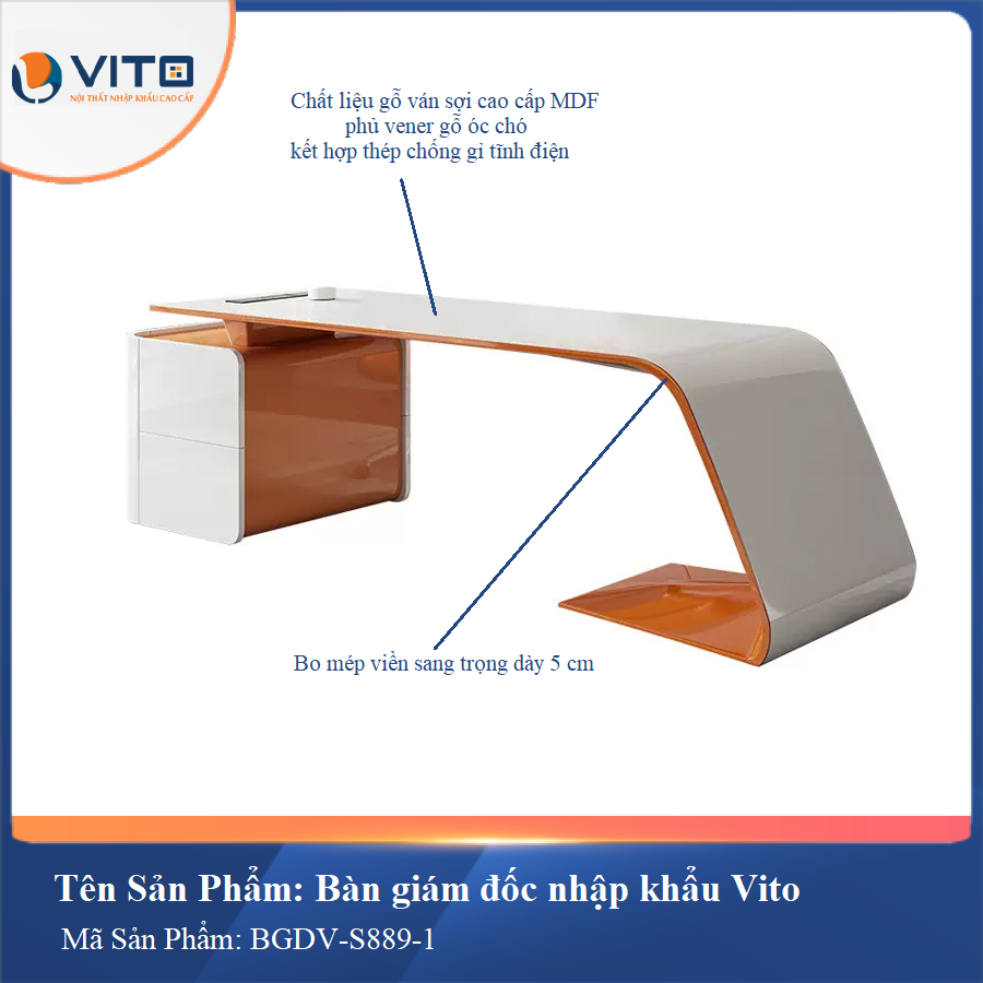 BÀN GIÁM ĐỐC NHẬP KHẨU VITO BGDV-S889-1 5 Bàn giám đốc nhập khẩu Vito BGDV-S889-1 - Ảnh 5
