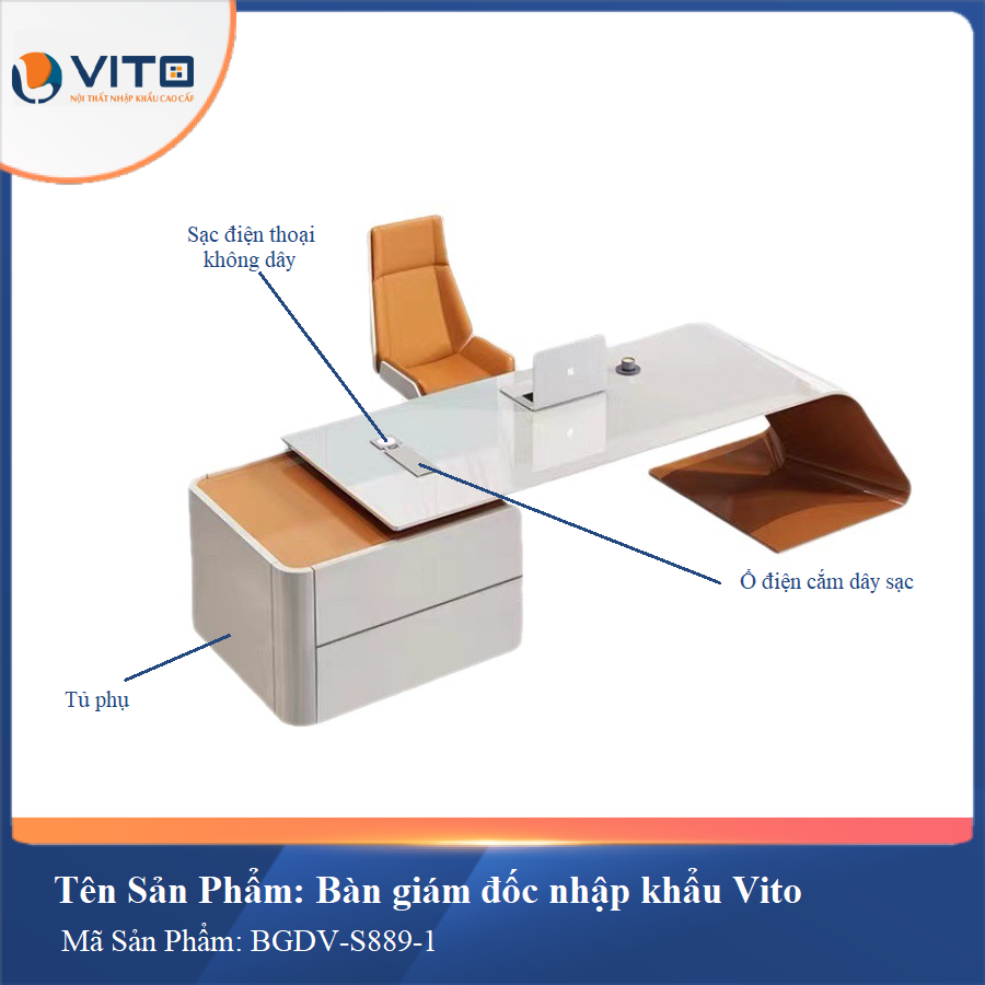 BÀN GIÁM ĐỐC NHẬP KHẨU VITO BGDV-S889-1 6 Bàn giám đốc nhập khẩu Vito BGDV-S889-1 - Ảnh 6