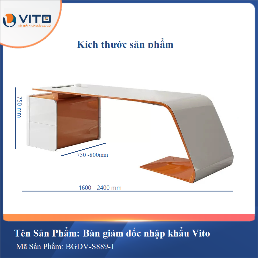 BÀN GIÁM ĐỐC NHẬP KHẨU VITO BGDV-S889-1 4 Bàn giám đốc nhập khẩu Vito BGDV-S889-1 - Ảnh 4