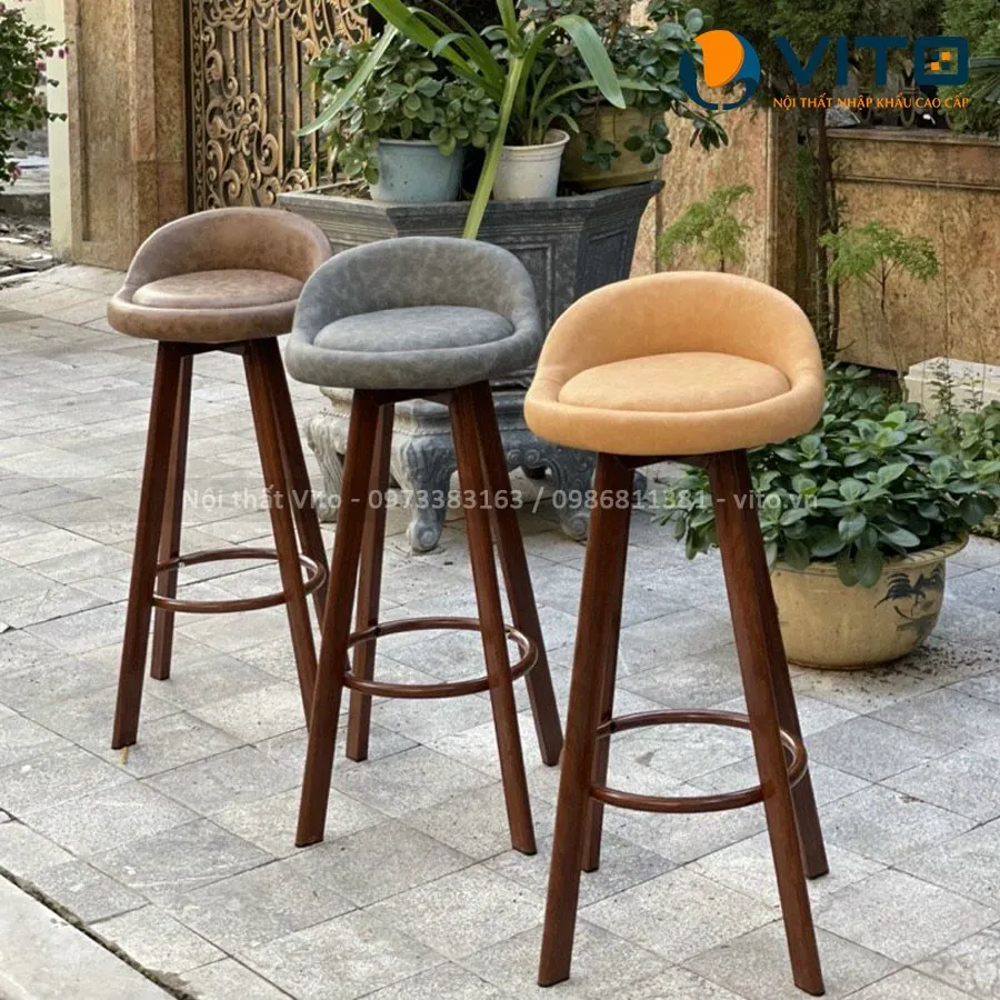 Ghế Bar Nhập Khẩu Ghina Chân Nâu GBV-001