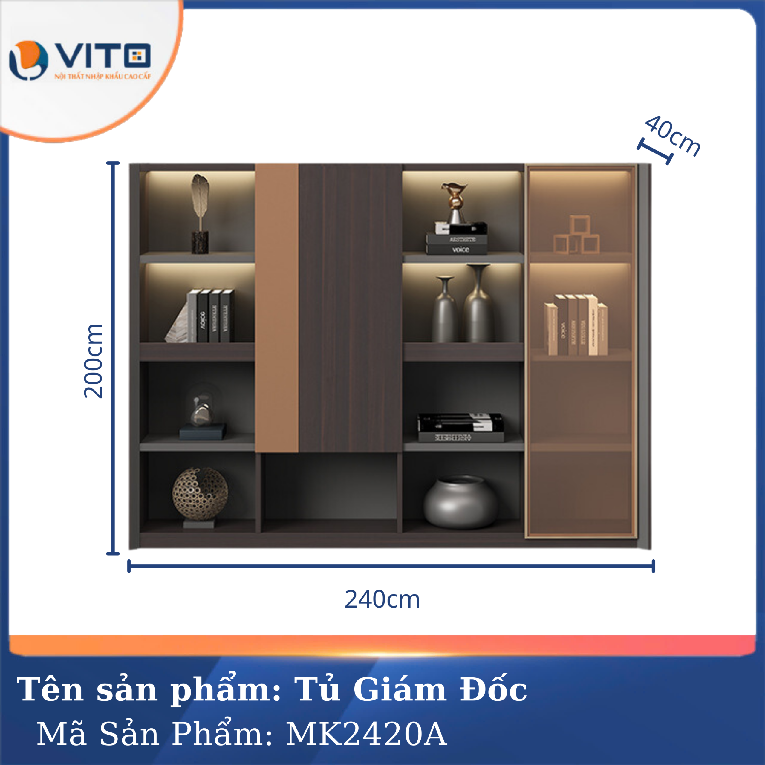 TỦ TÀI LIỆU GIÁM ĐỐC VITO MK2420A 2 Tủ tài liệu giám đốc Vito MK2420A - Ảnh 2