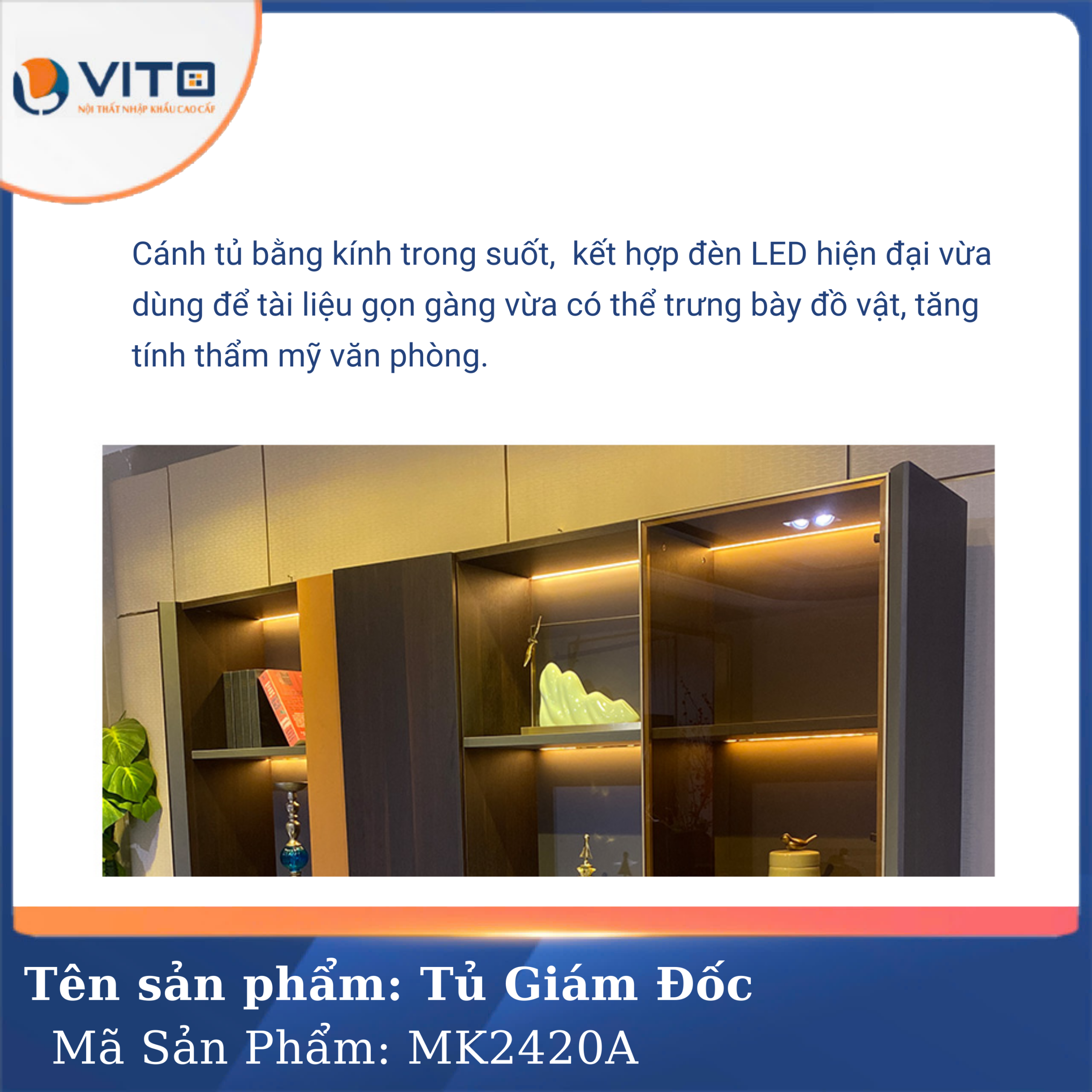 TỦ TÀI LIỆU GIÁM ĐỐC VITO MK2420A 3 Tủ tài liệu giám đốc Vito MK2420A - Ảnh 3
