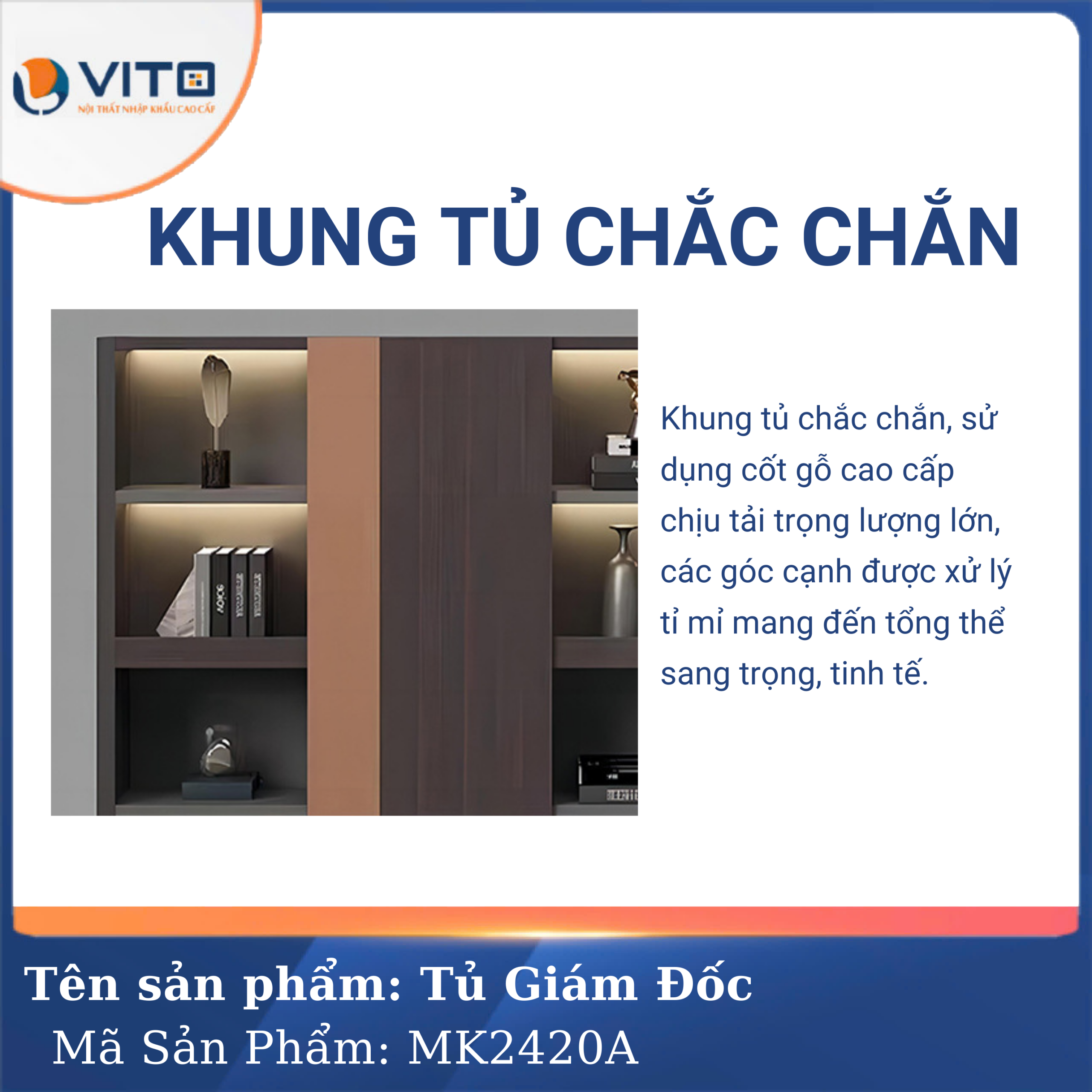 TỦ TÀI LIỆU GIÁM ĐỐC VITO MK2420A 5 Tủ tài liệu giám đốc Vito MK2420A - Ảnh 5