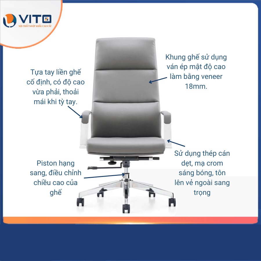 GHẾ GIÁM ĐỐC VITO GGDV-A0064 6 Ghế giám đốc Vito GGDV-A0064 - Ảnh 6