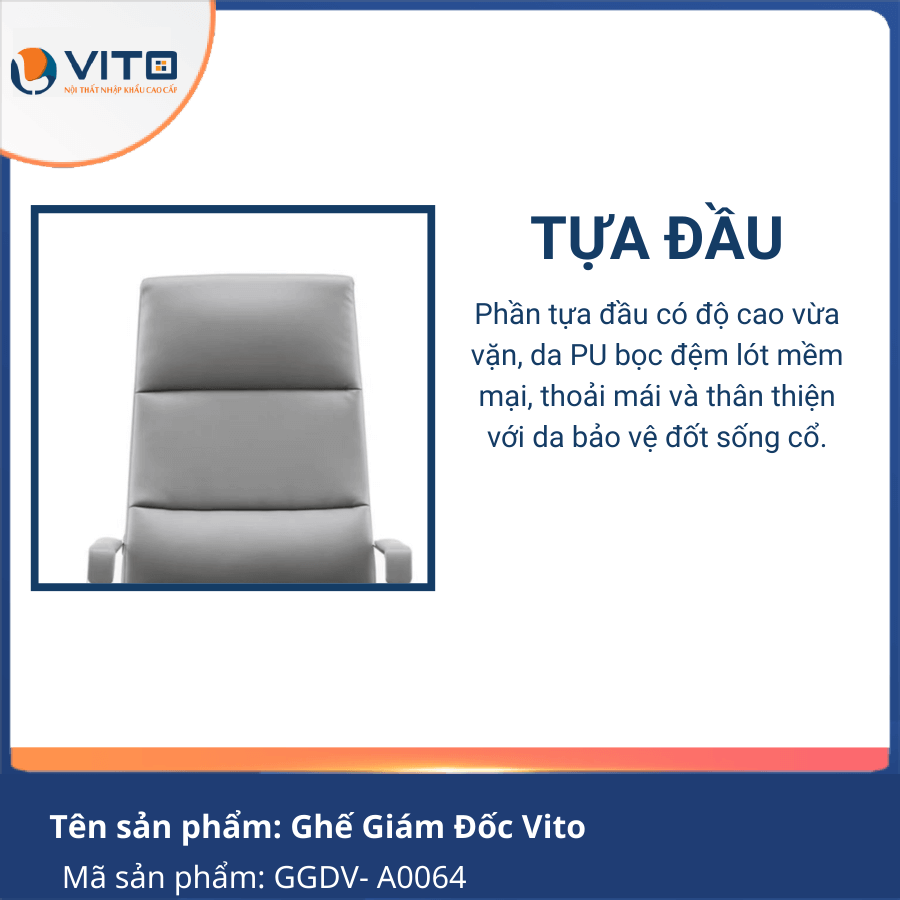 GHẾ GIÁM ĐỐC VITO GGDV-A0064 8 Ghế giám đốc Vito GGDV-A0064 - Ảnh 8