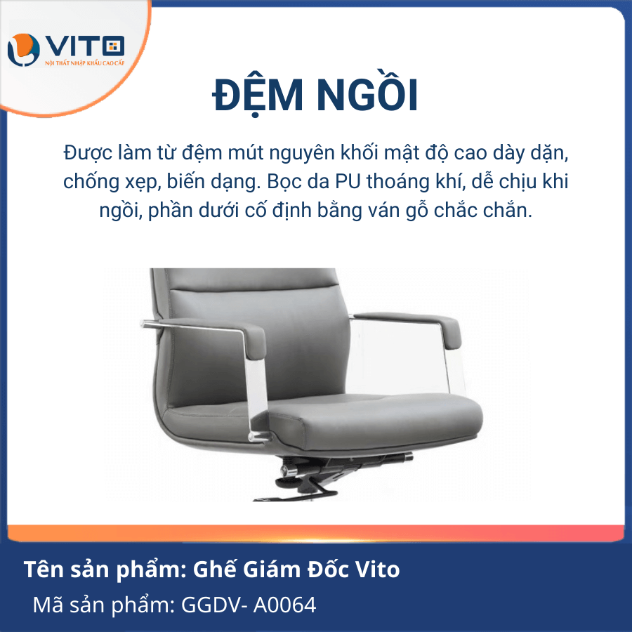 GHẾ GIÁM ĐỐC VITO GGDV-A0064 9 Ghế giám đốc Vito GGDV-A0064 - Ảnh 9