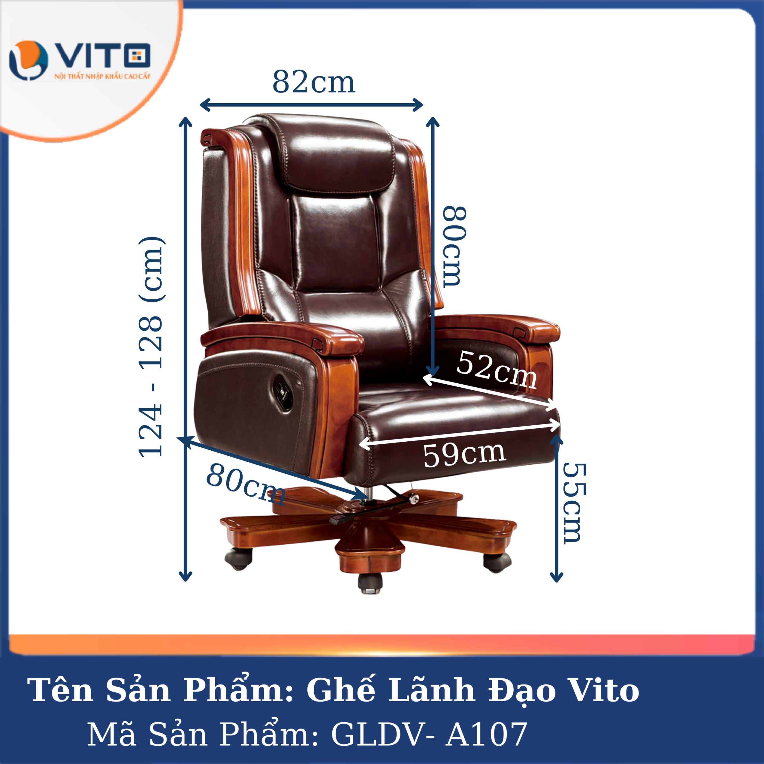 GHẾ LÃNH ĐẠO VITO GLDV-A107 2 Ghế Lãnh Đạo Vito GLDV-A107 - Ảnh 2