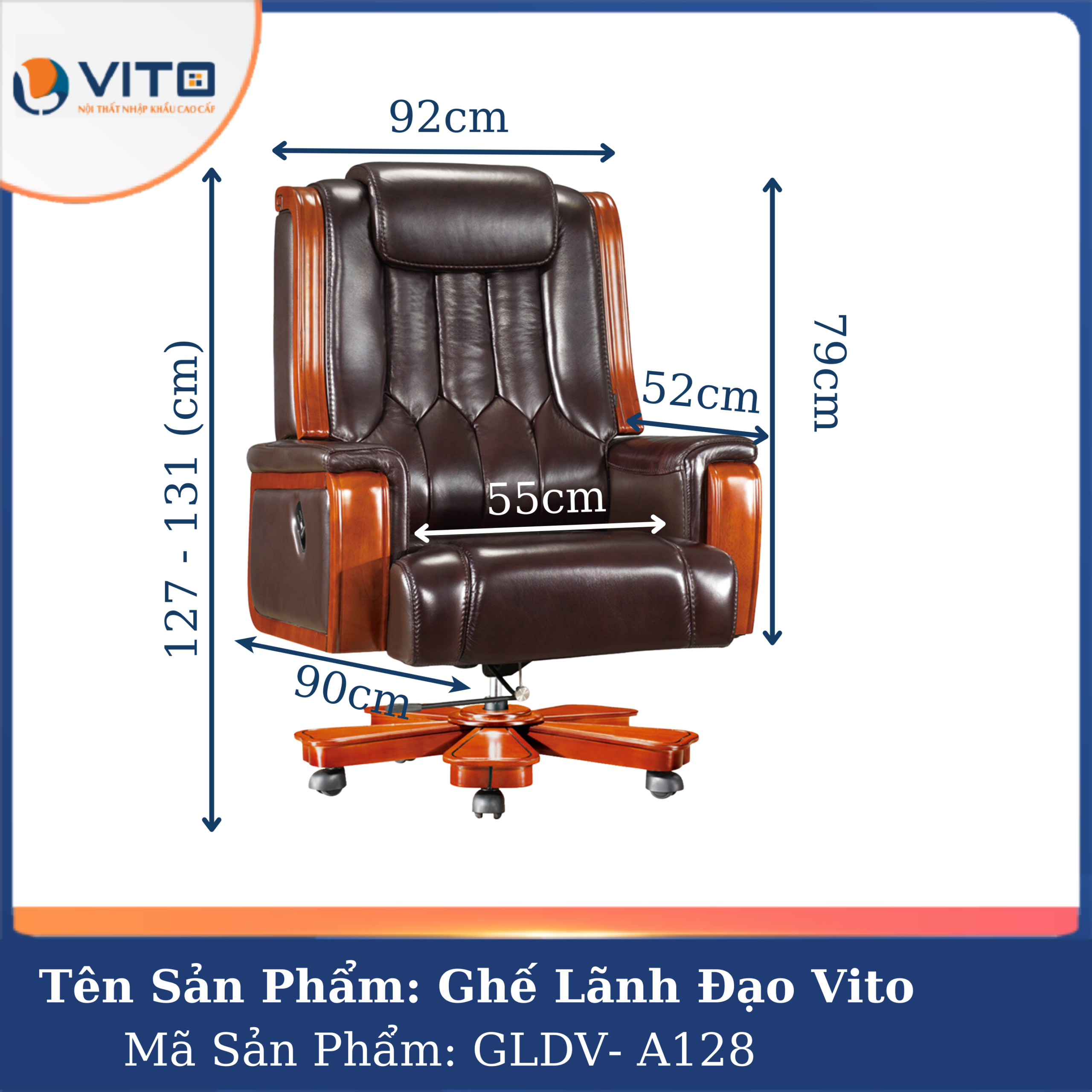 GHẾ LÃNH ĐẠO VITO GLDV-A128 2 Ghế Lãnh Đạo Vito GLDV-A128 - Ảnh 2