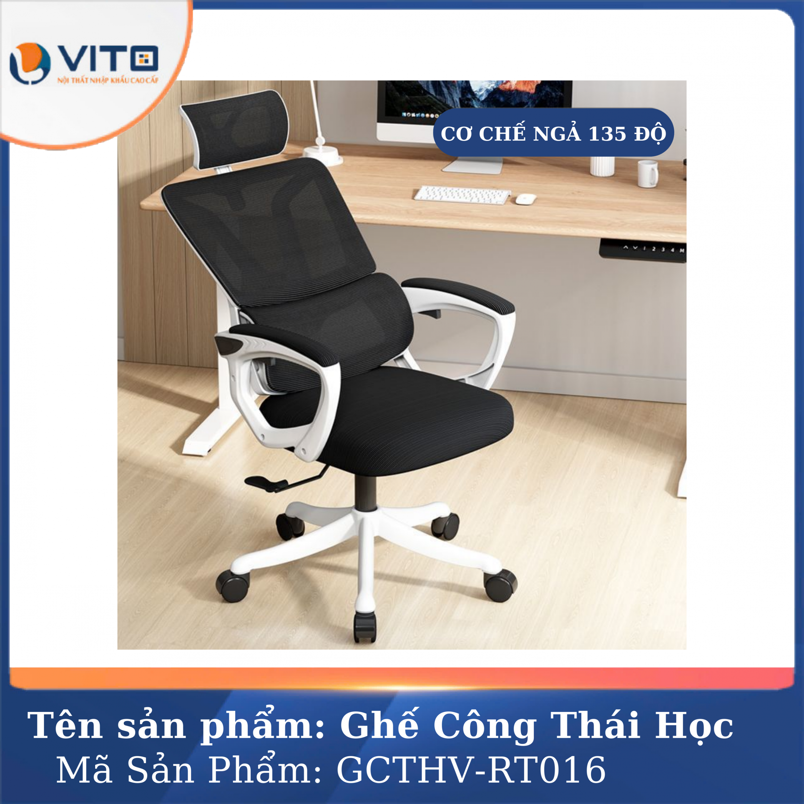 GHẾ CÔNG THÁI HỌC GCTHV-RT006T 5 Ghế công thái học GCTHV-RT006T - Ảnh 5