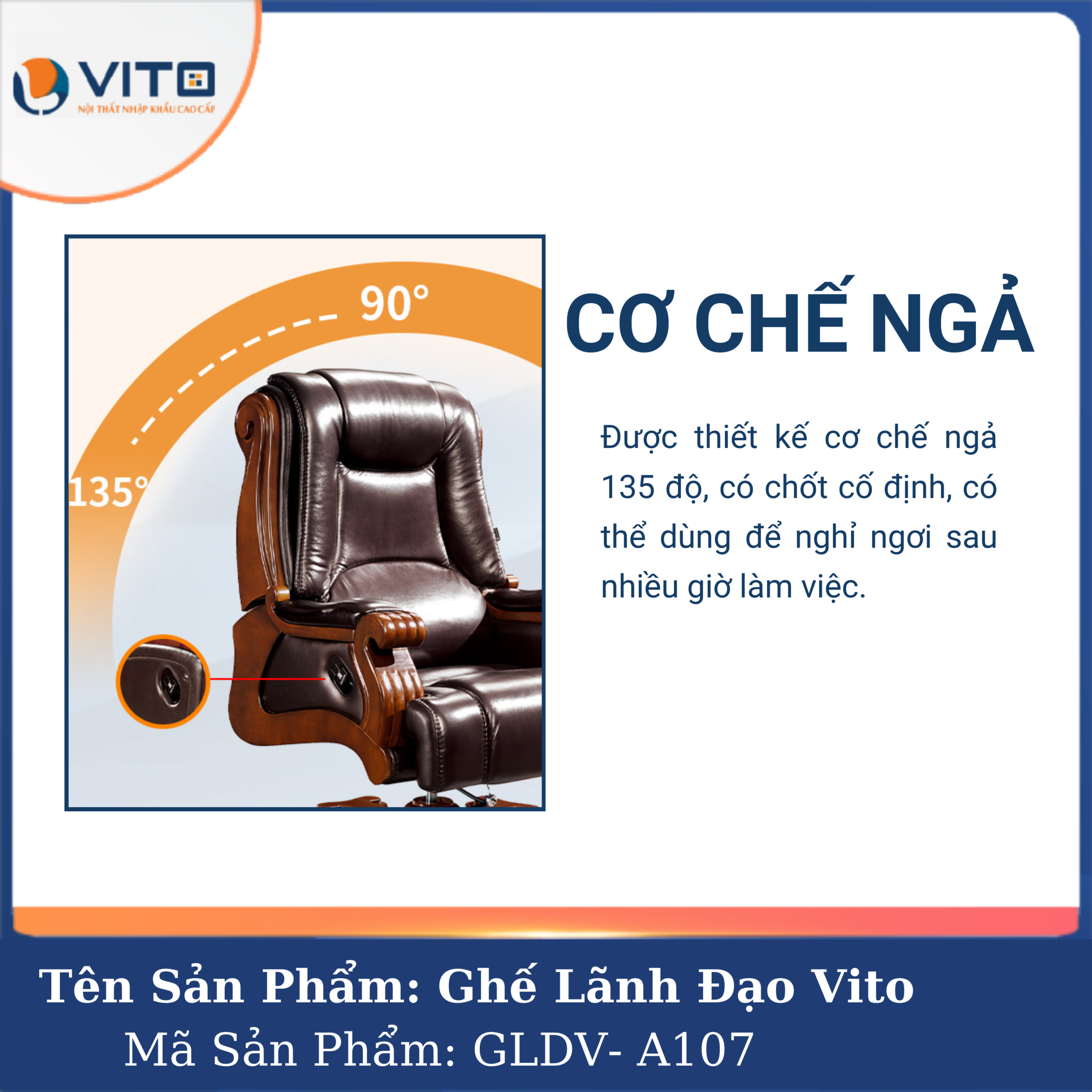 GHẾ LÃNH ĐẠO VITO GLDV-A107 5 Ghế Lãnh Đạo Vito GLDV-A107 - Ảnh 5