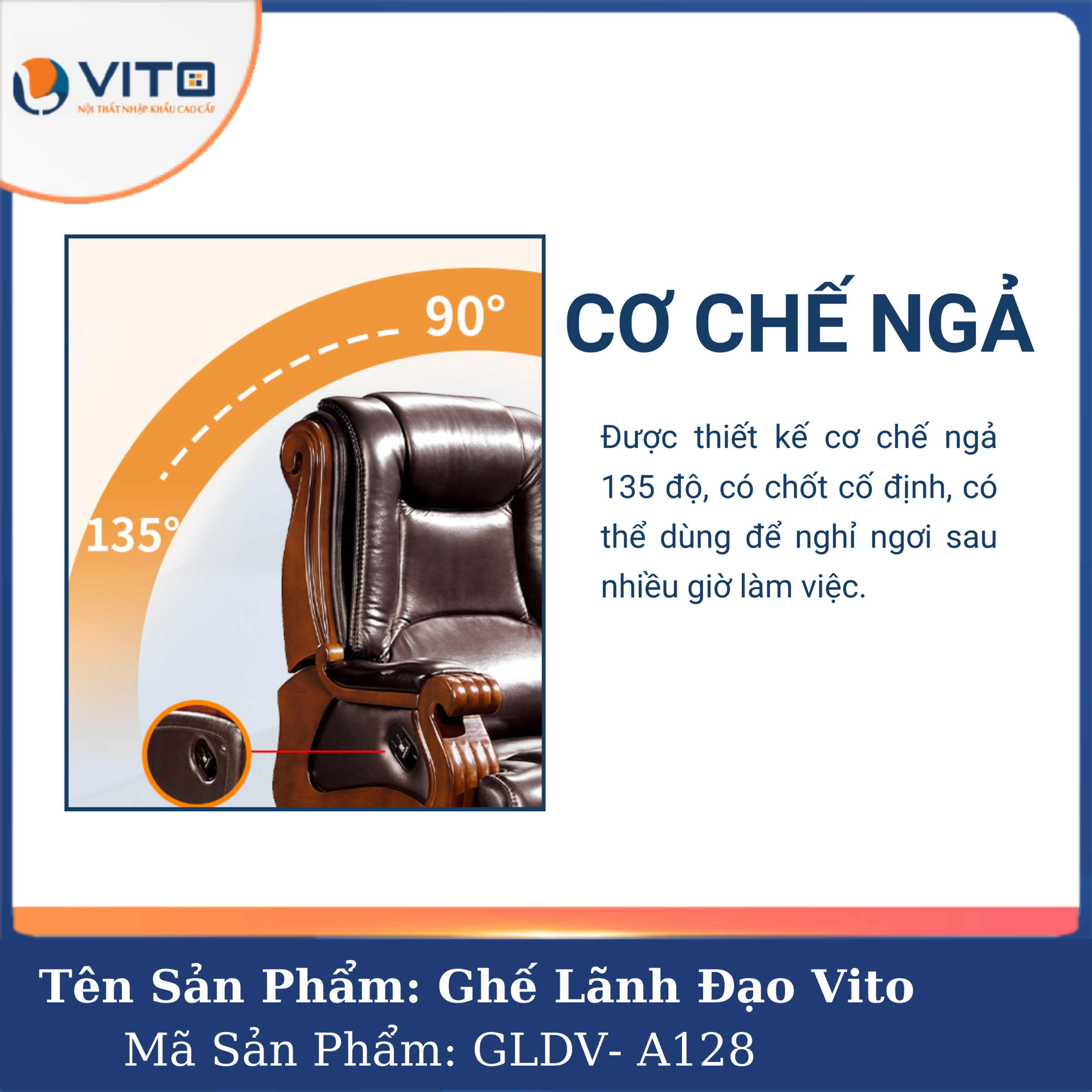 GHẾ LÃNH ĐẠO VITO GLDV-A128 5 Ghế Lãnh Đạo Vito GLDV-A128 - Ảnh 5