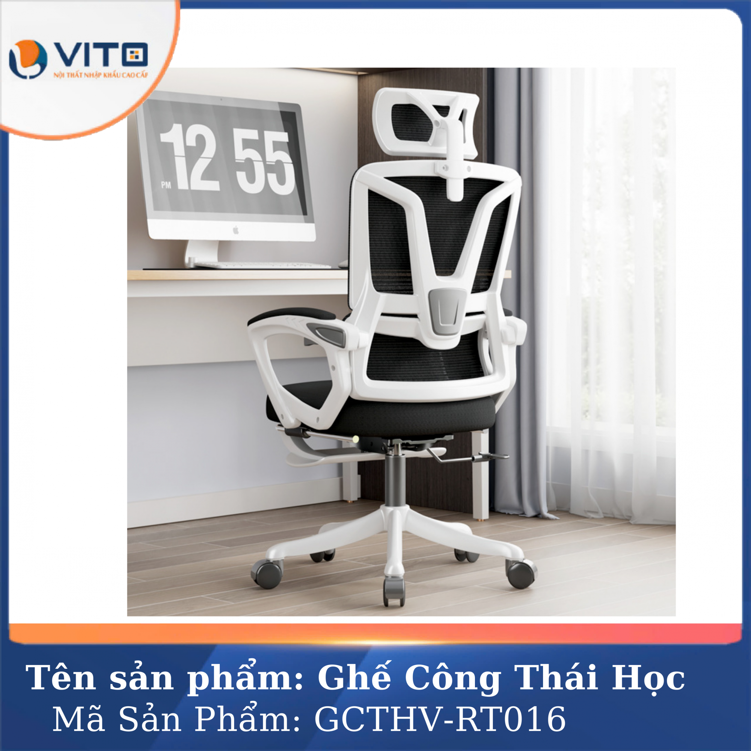 GHẾ CÔNG THÁI HỌC GCTHV-RT006T 4 Ghế công thái học GCTHV-RT006T - Ảnh 4