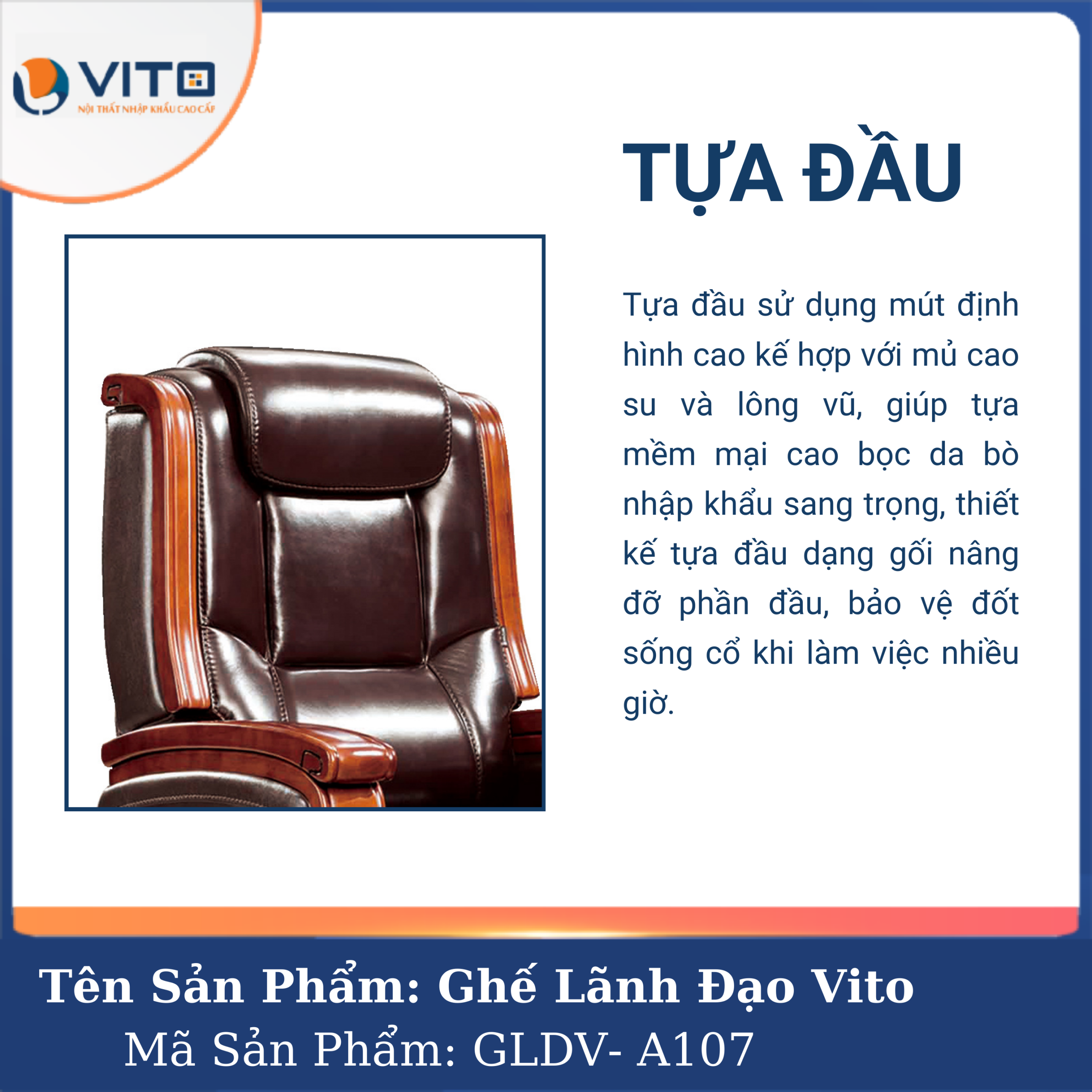 GHẾ LÃNH ĐẠO VITO GLDV-A107 6 Ghế Lãnh Đạo Vito GLDV-A107 - Ảnh 6