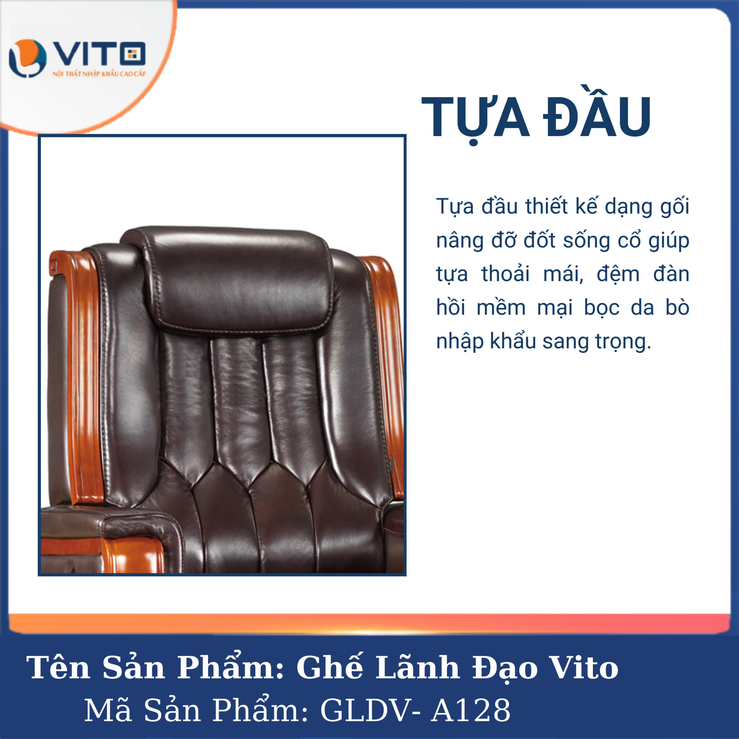 GHẾ LÃNH ĐẠO VITO GLDV-A128 6 Ghế Lãnh Đạo Vito GLDV-A128 - Ảnh 6