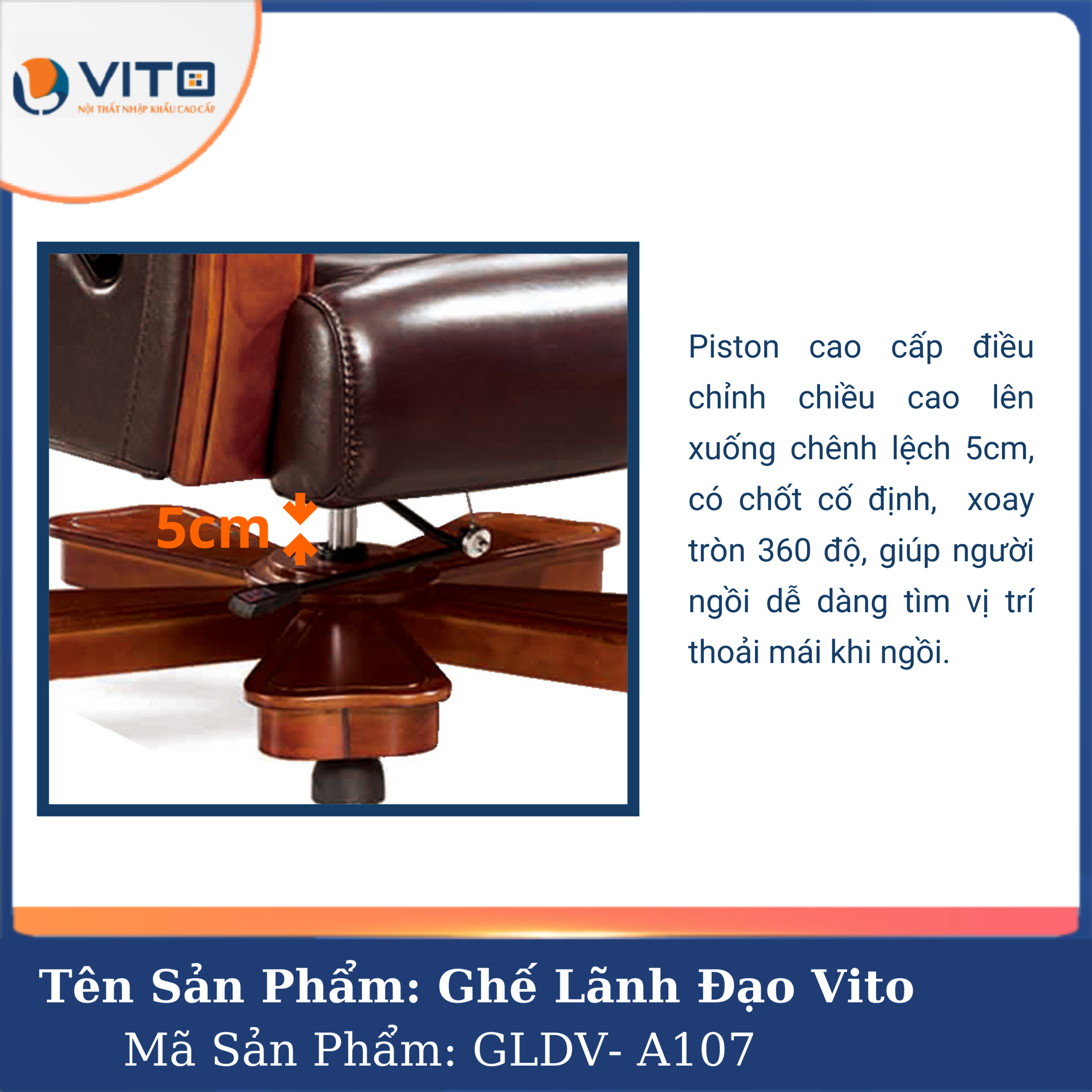 GHẾ LÃNH ĐẠO VITO GLDV-A107 8 Ghế Lãnh Đạo Vito GLDV-A107 - Ảnh 8