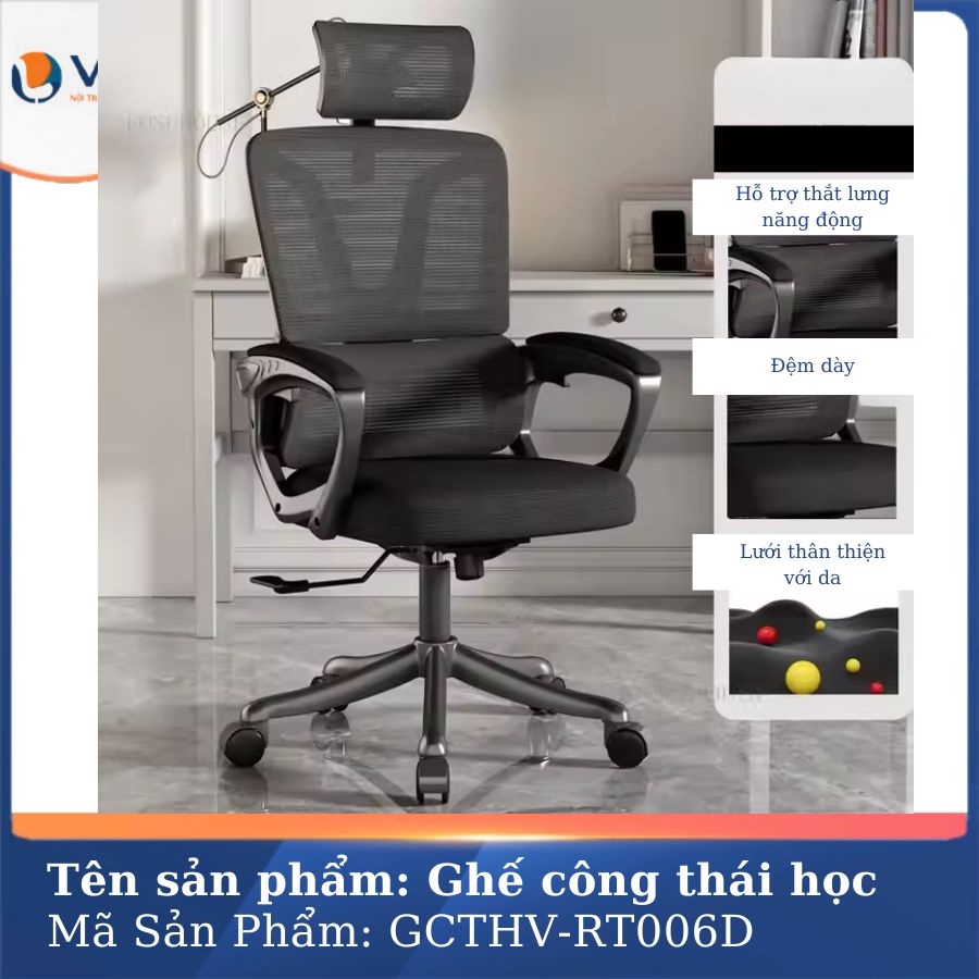 GHẾ CÔNG THÁI HỌC GCTHV-RT006D 3 Ghế công thái học GCTHV-RT006D - Ảnh 3