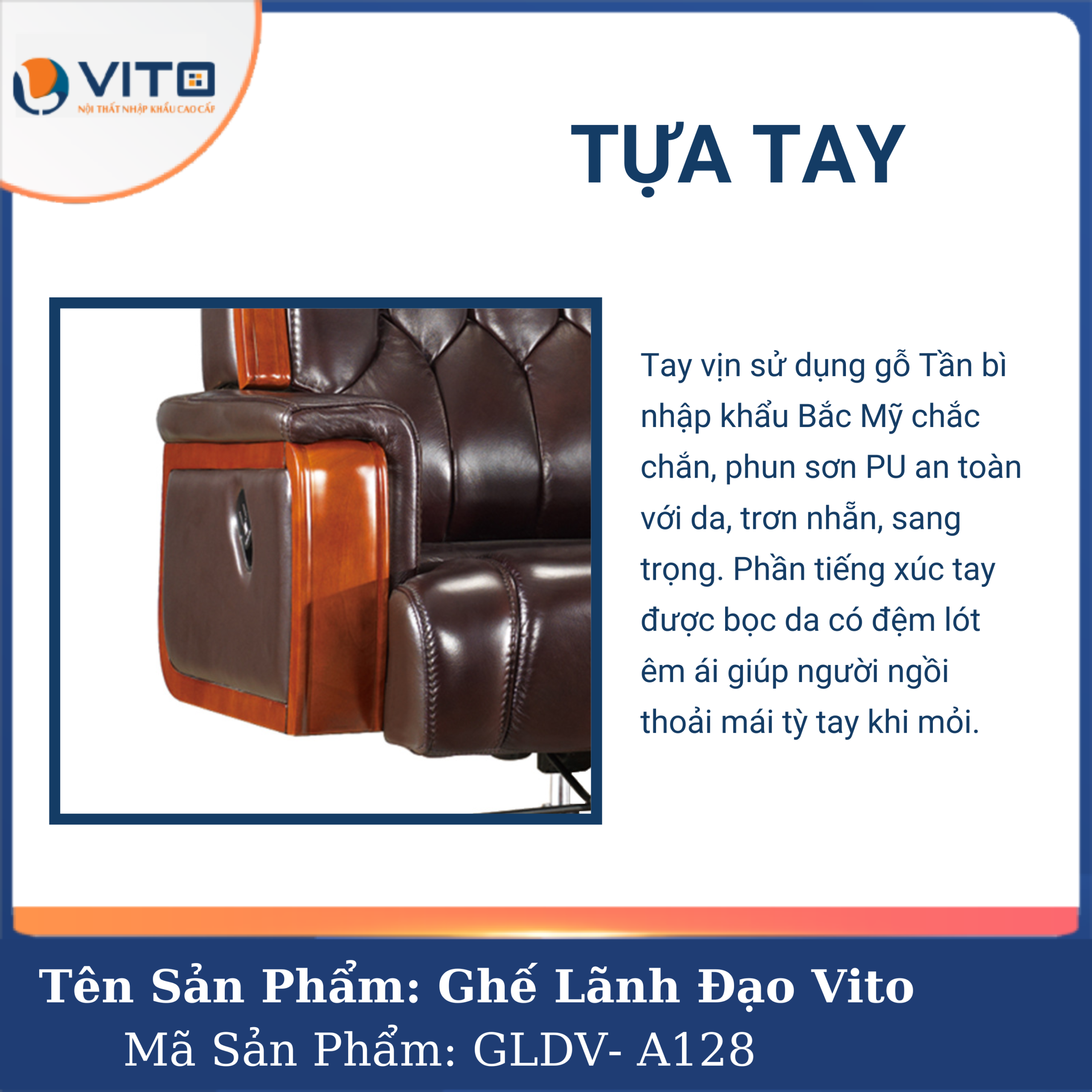 GHẾ LÃNH ĐẠO VITO GLDV-A128 7 Ghế Lãnh Đạo Vito GLDV-A128 - Ảnh 7