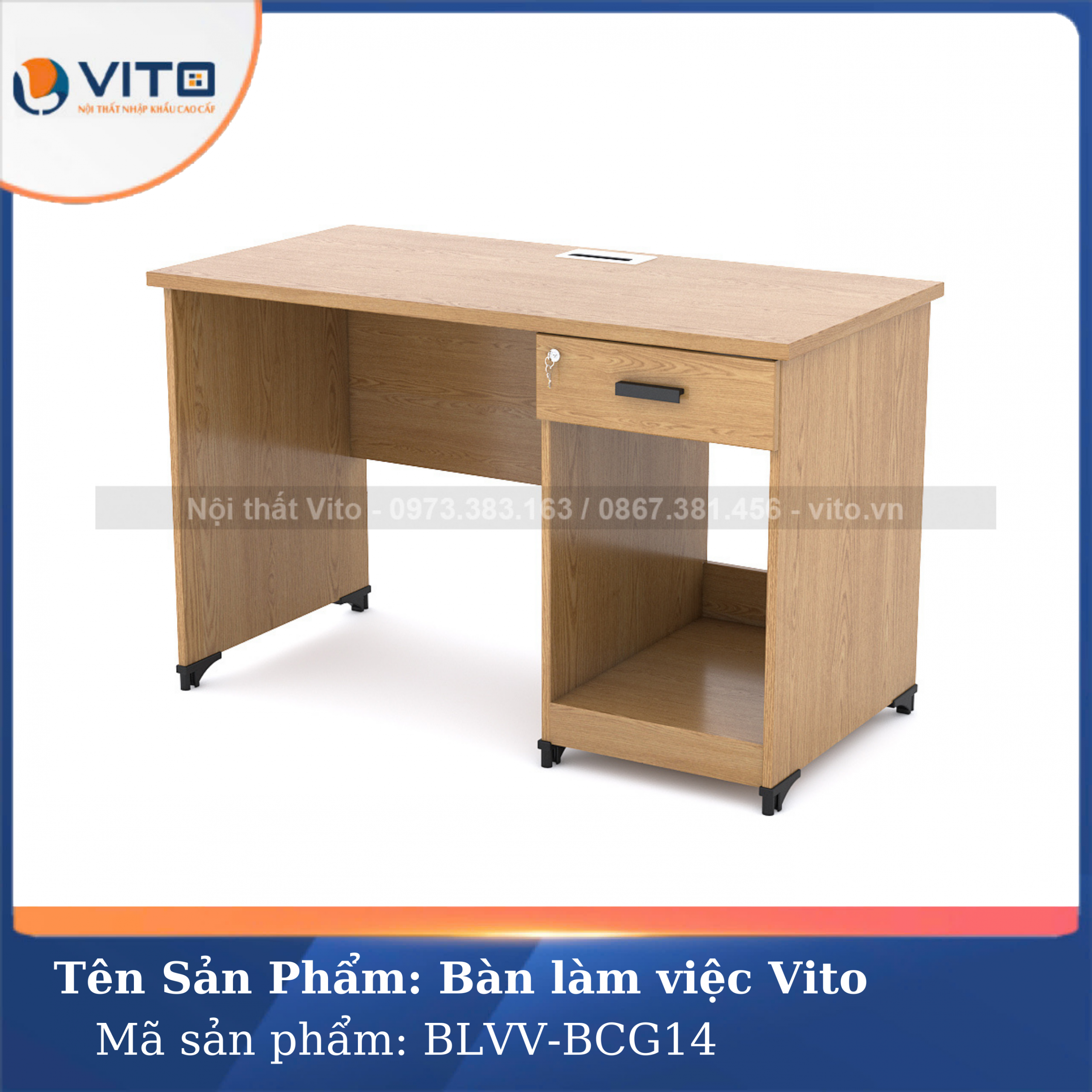 BÀN LÀM VIỆC CHÂN GỖ VITO BLVV-BCG14 13 Bàn làm việc chân gỗ Vito BLVV-BCG14 - Ảnh 13