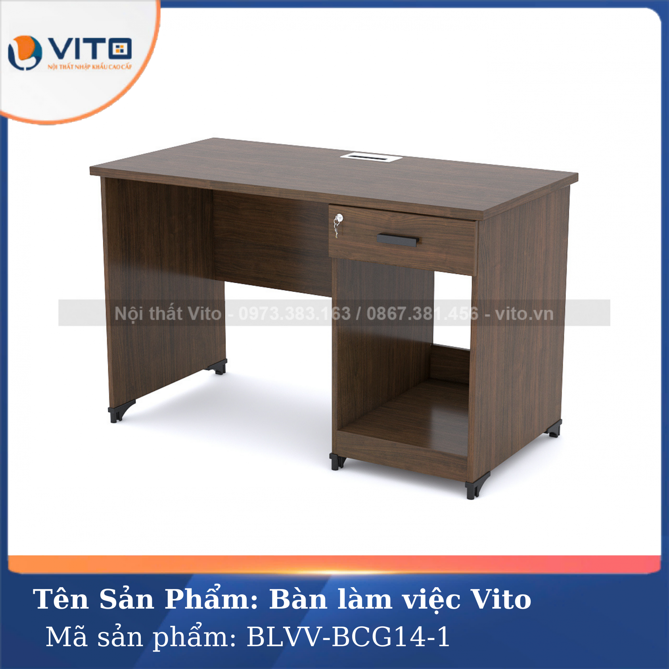 BÀN LÀM VIỆC CHÂN GỖ VITO BLVV-BCG14-1 13 Bàn làm việc chân gỗ Vito BLVV-BCG14-1 - Ảnh 13