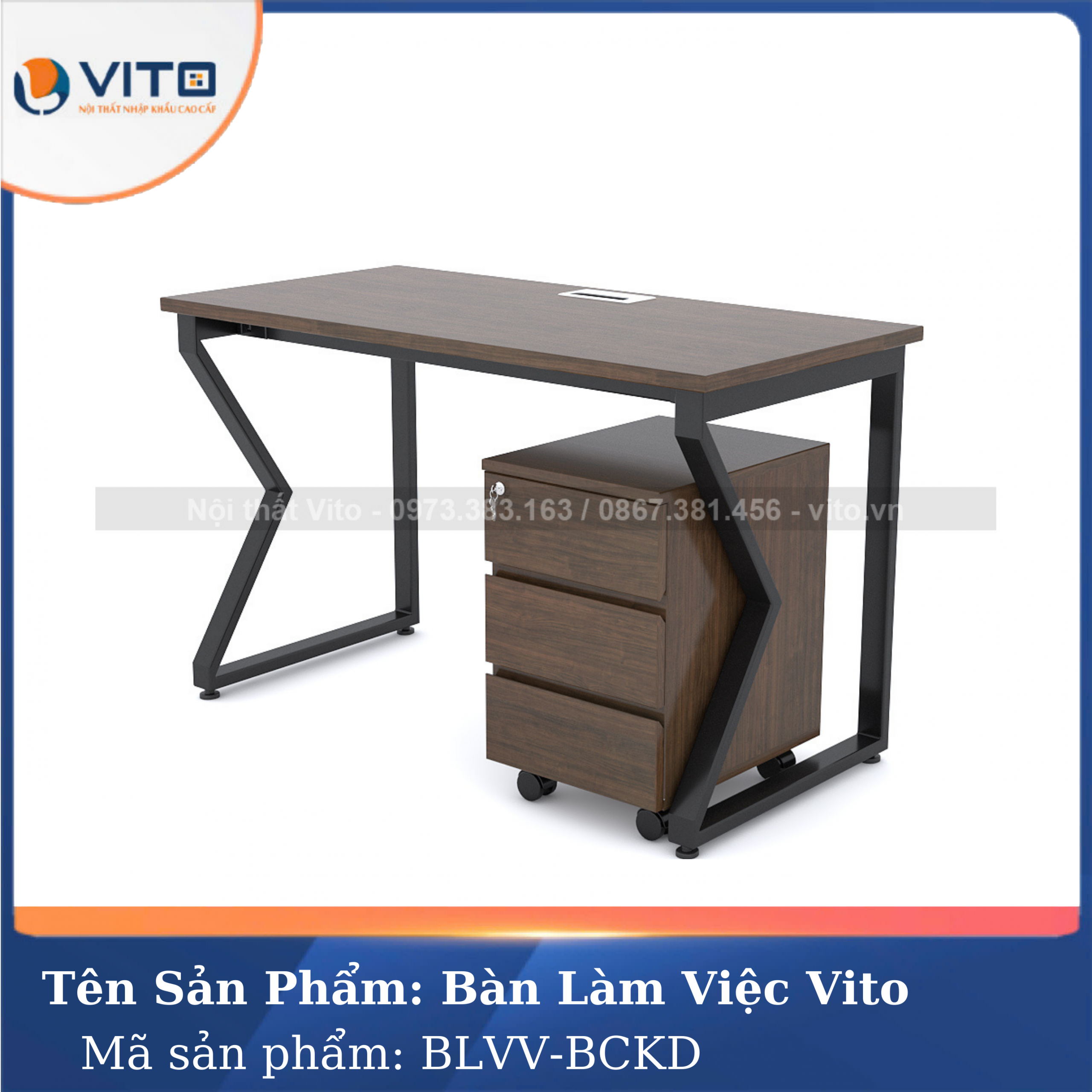 BÀN LÀM VIỆC KHUNG SẮT CHÂN CHỮ K VITO 1M2 BLVV – BCKD 12 Bàn làm việc khung sắt chân chữ K Vito 1m2 BLVV – BCKD - Ảnh 12