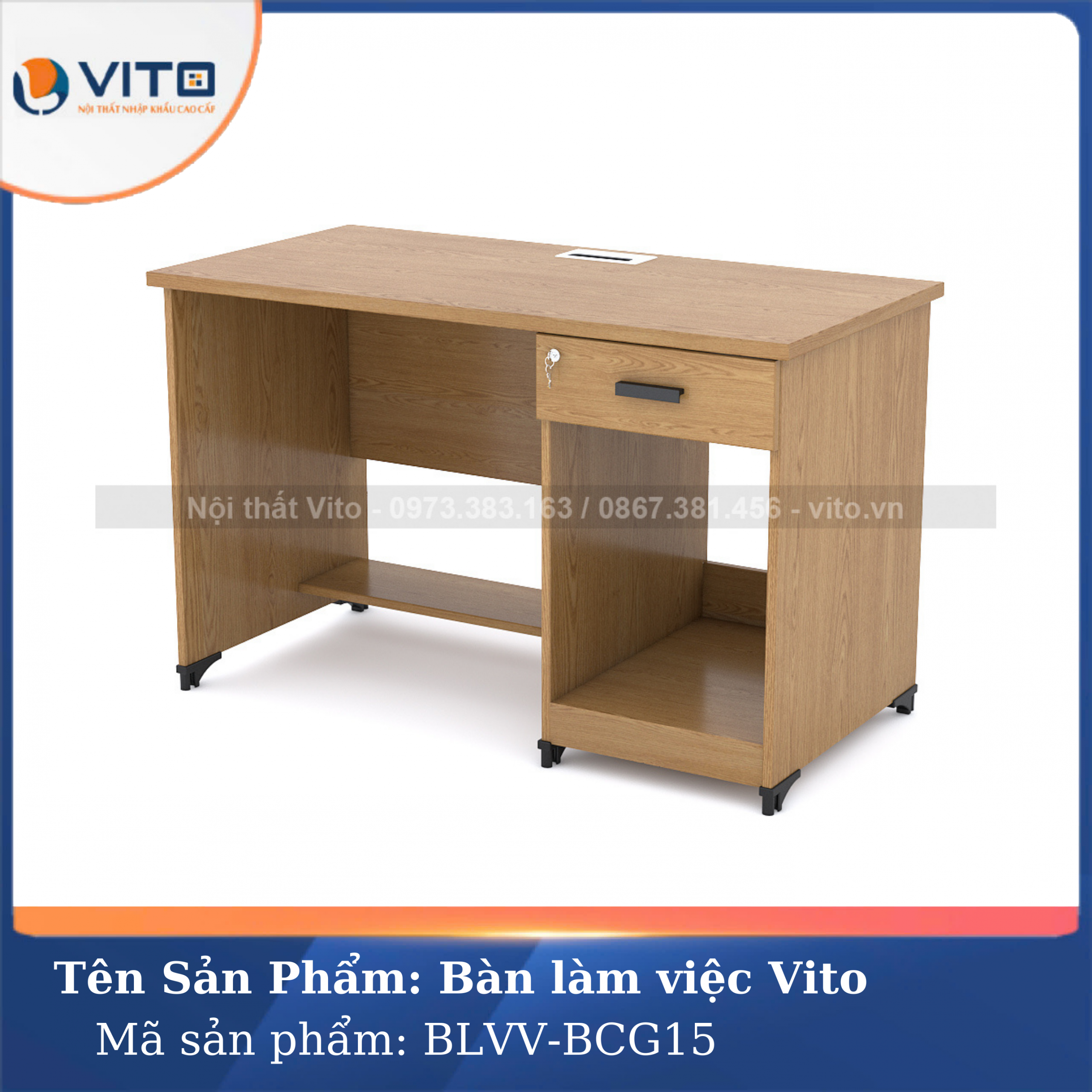 BÀN LÀM VIỆC CHÂN GỖ VITO BLVV-BCG15 13 Bàn làm việc chân gỗ Vito BLVV-BCG15 - Ảnh 13