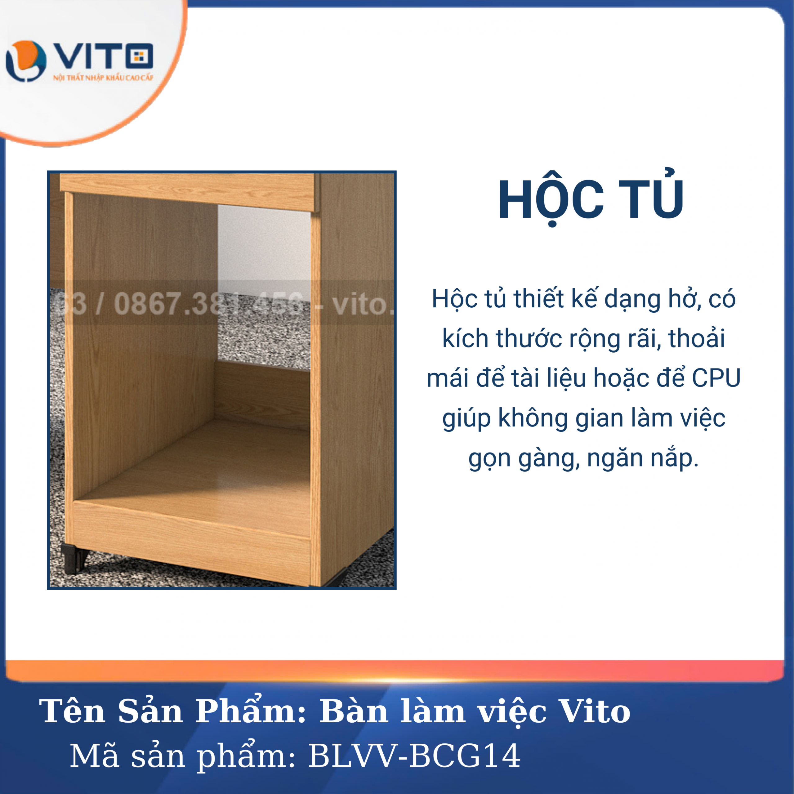 BÀN LÀM VIỆC CHÂN GỖ VITO BLVV-BCG14 4 Bàn làm việc chân gỗ Vito BLVV-BCG14 - Ảnh 4