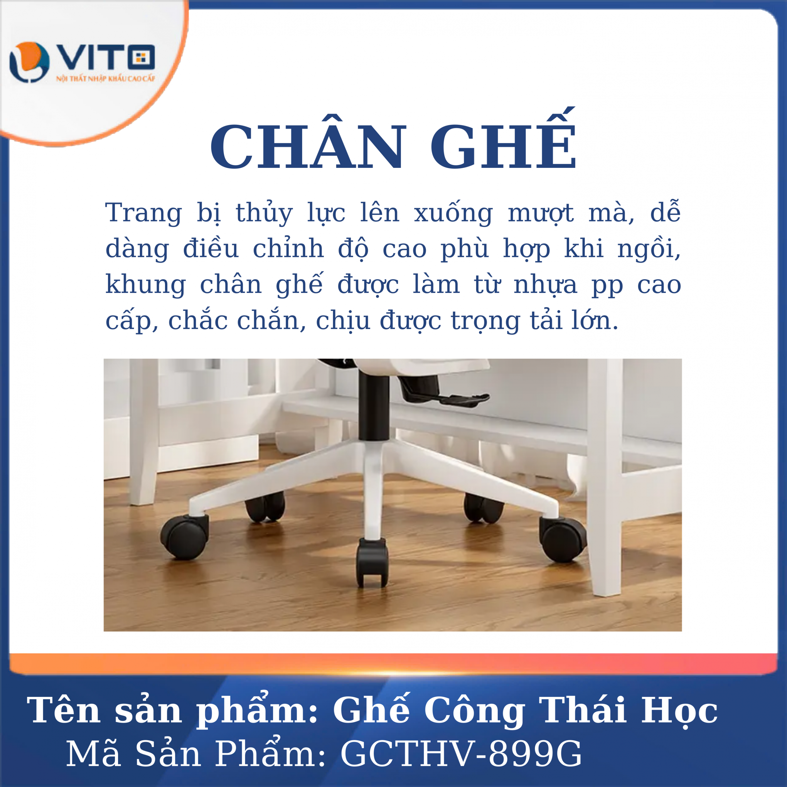 GHẾ CÔNG THÁI HỌC VITO GCTHV-RT899G 8 Ghế công thái học Vito GCTHV-RT899G - Ảnh 8