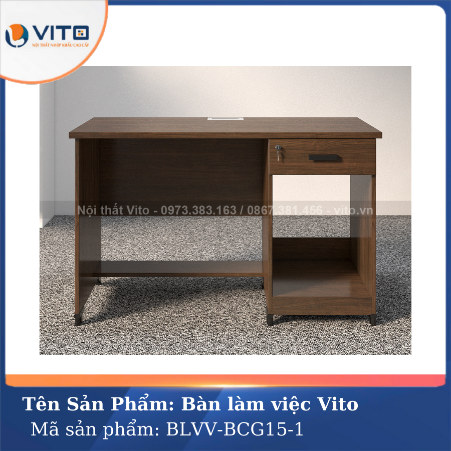 BÀN LÀM VIỆC CHÂN GỖ VITO BLVV-BCG15-1 2 Bàn làm việc chân gỗ Vito BLVV-BCG15-1 - Ảnh 2