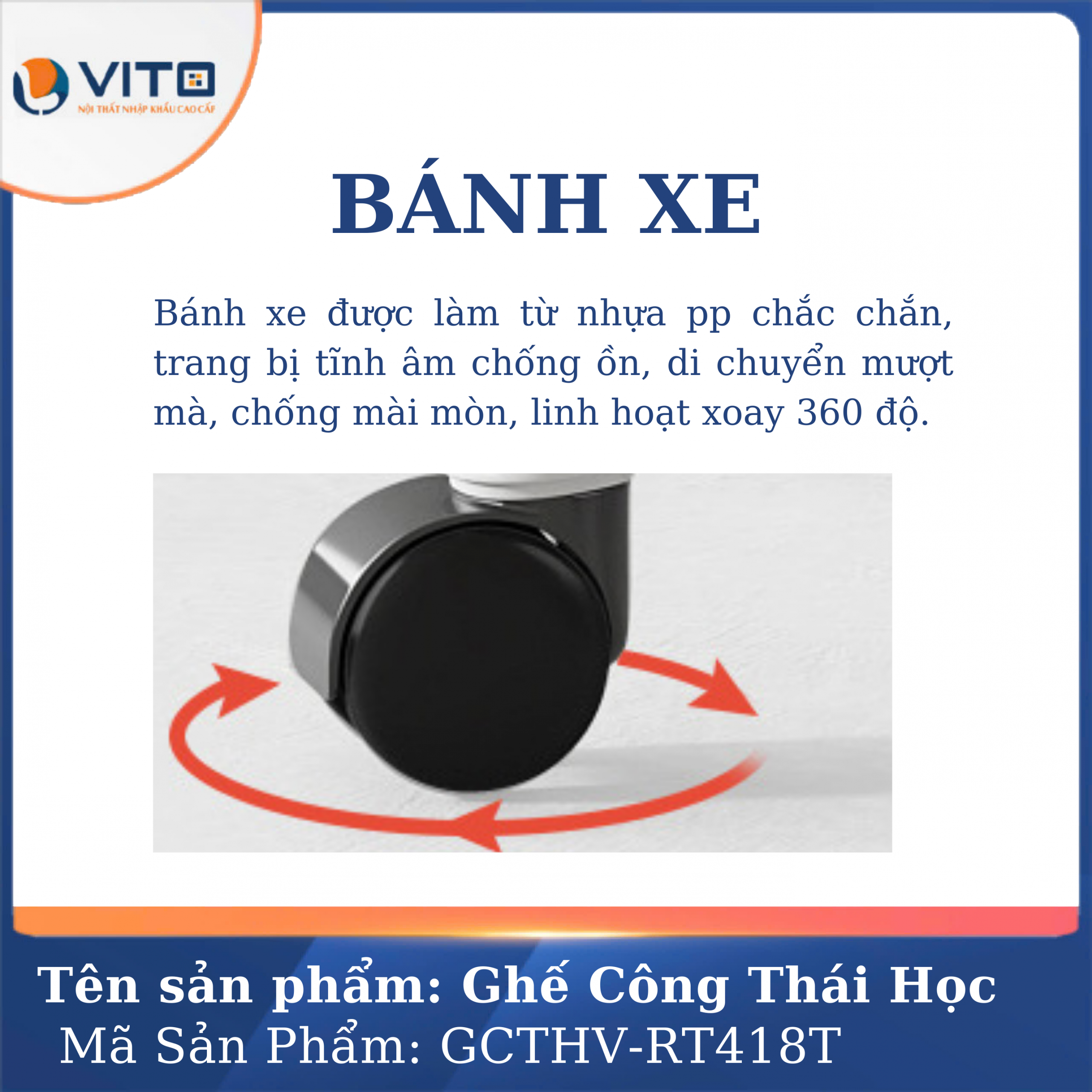 GHẾ CÔNG THÁI HỌC VITO GCTHV-RT418T 11 Ghế công thái học Vito GCTHV-RT418T - Ảnh 11