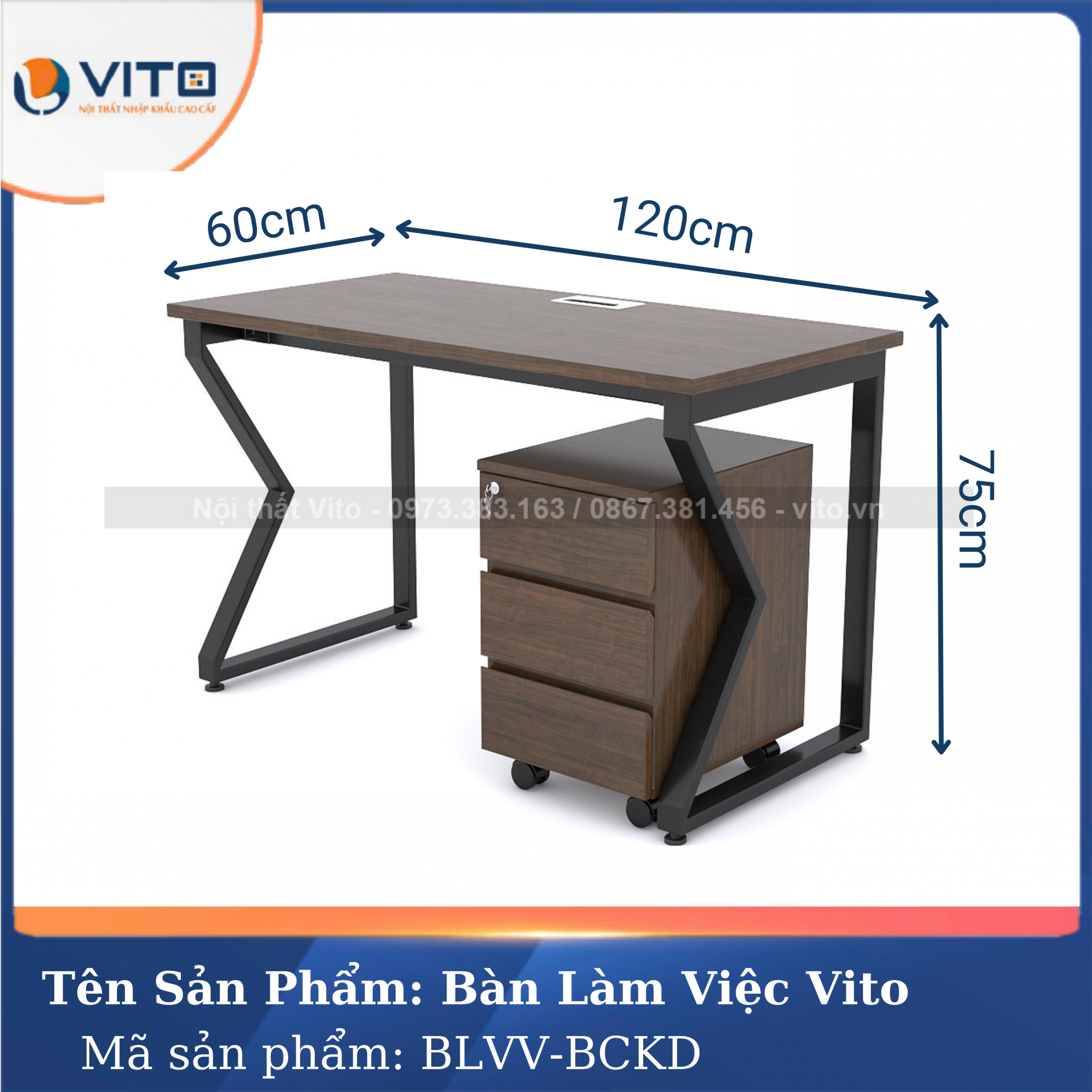 BÀN LÀM VIỆC KHUNG SẮT CHÂN CHỮ K VITO 1M2 BLVV – BCKD 9 Bàn làm việc khung sắt chân chữ K Vito 1m2 BLVV – BCKD - Ảnh 9