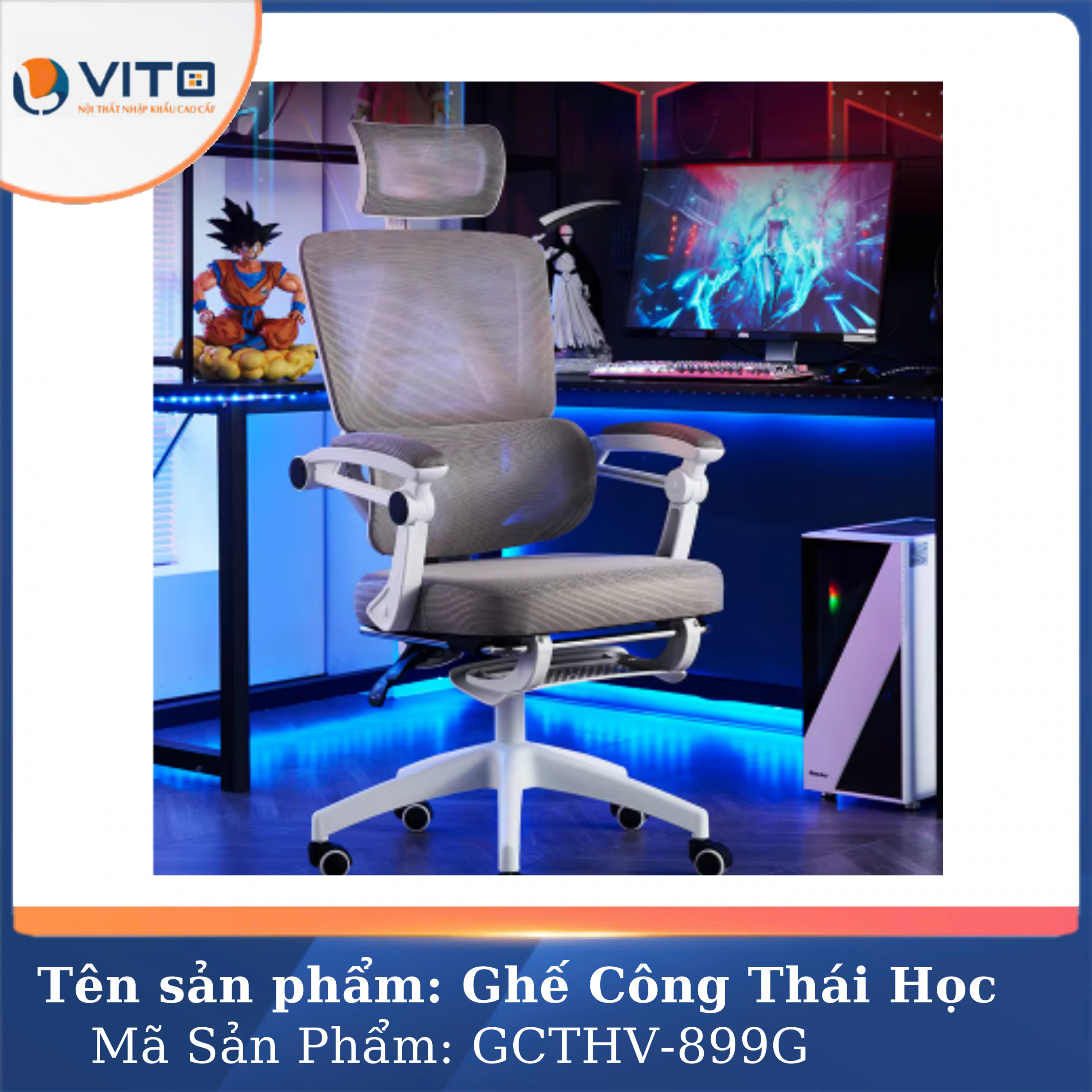 GHẾ CÔNG THÁI HỌC VITO GCTHV-RT899G 2 Ghế công thái học Vito GCTHV-RT899G - Ảnh 2
